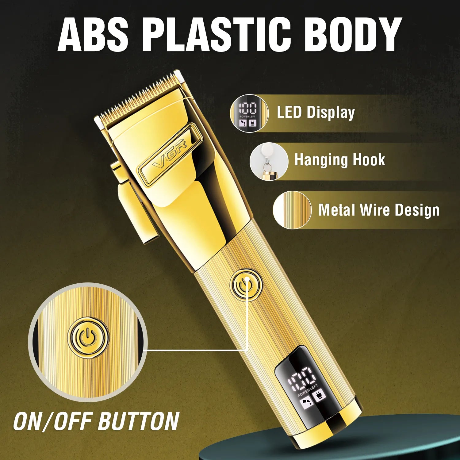 VGR V-681 Hair Clipper For Men, Gold