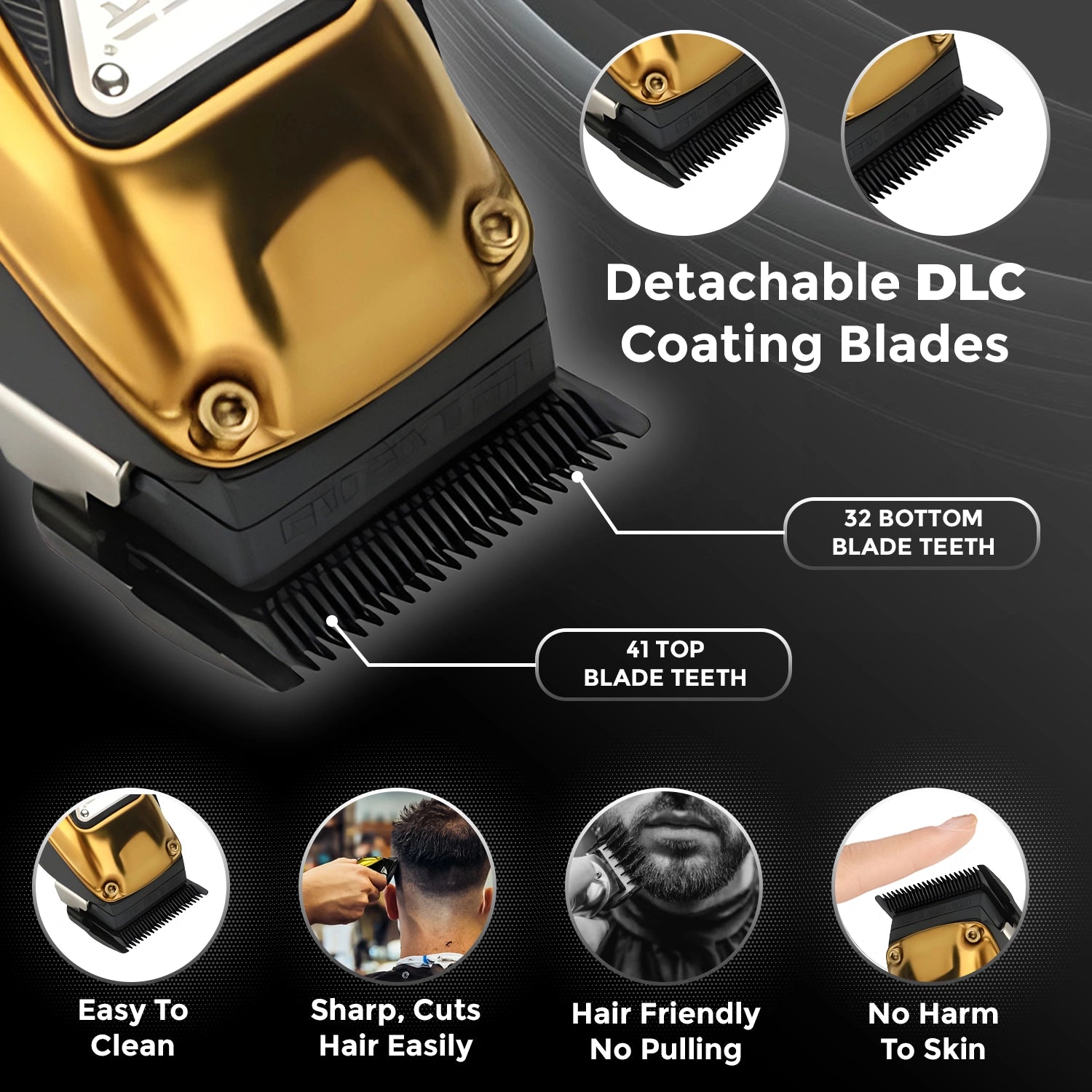 VGR V-137 Professional Cord/Cordless Hair Clipper for Men's (Gold/Black)