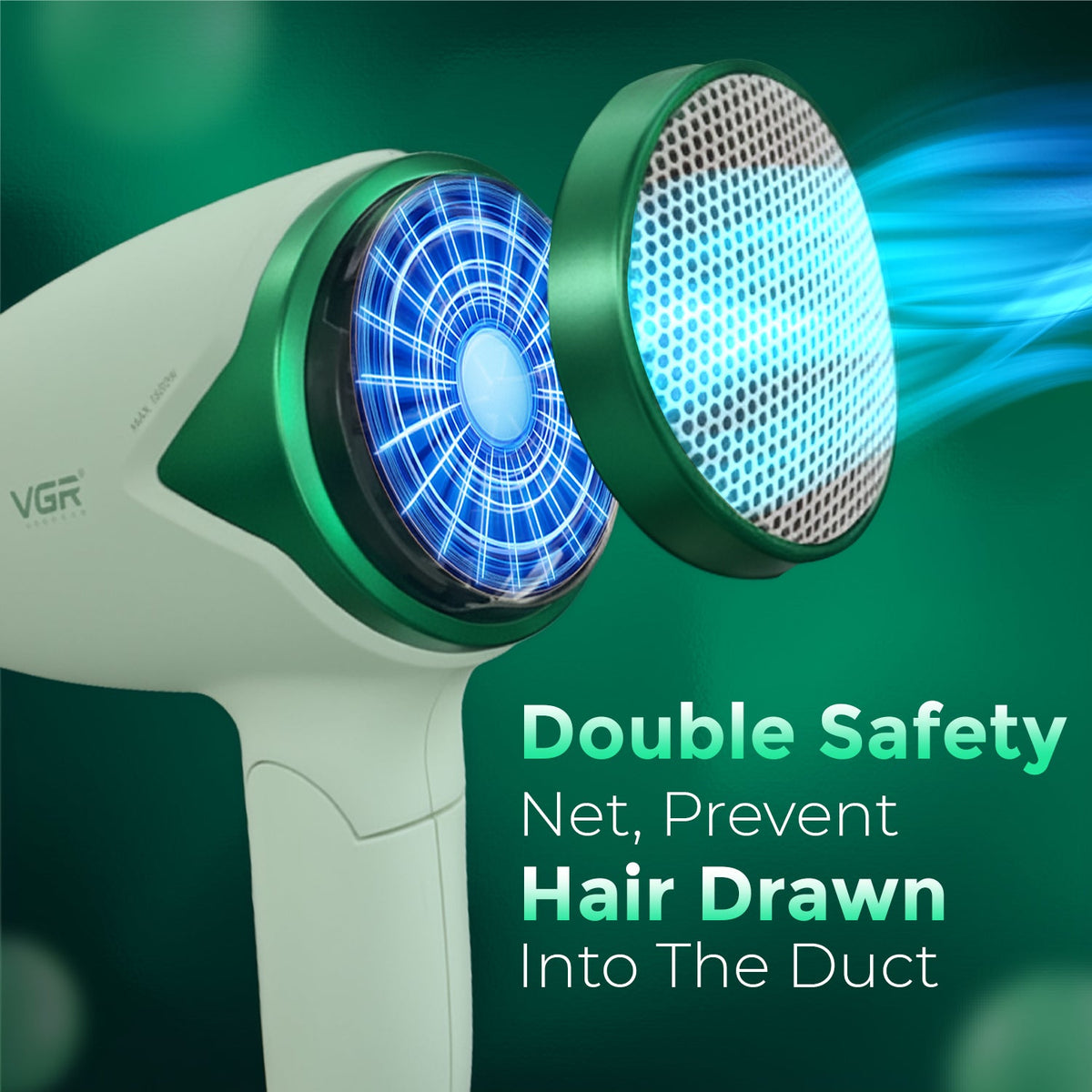 VGR V-428 Foldable Hair Dryer For Women, 2 Speed Settings, Cool Shot, Green
