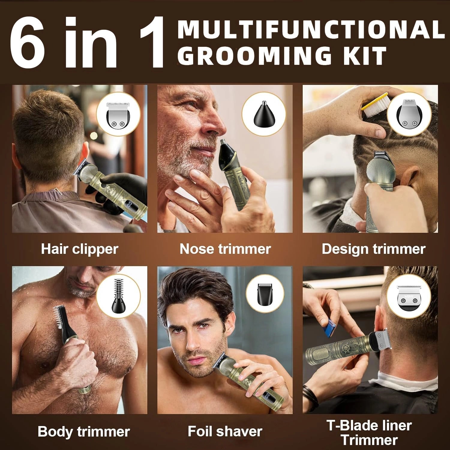 VGR V-106 Men's 16 in 1 Grooming Kit Gold