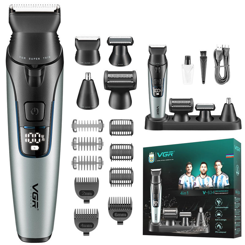 VGR V-634 Professional Grooming Kit with 150 Min Runtime, Grey