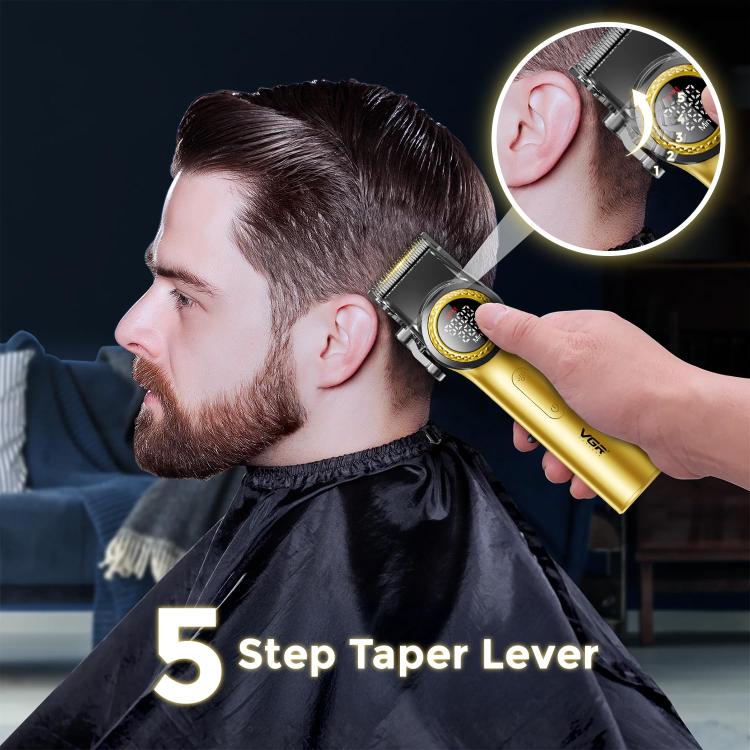VGR V-001PRO & V-977 Professional Barber Combo For Men, 9000 RPM, 300 Min Runtime, Gold