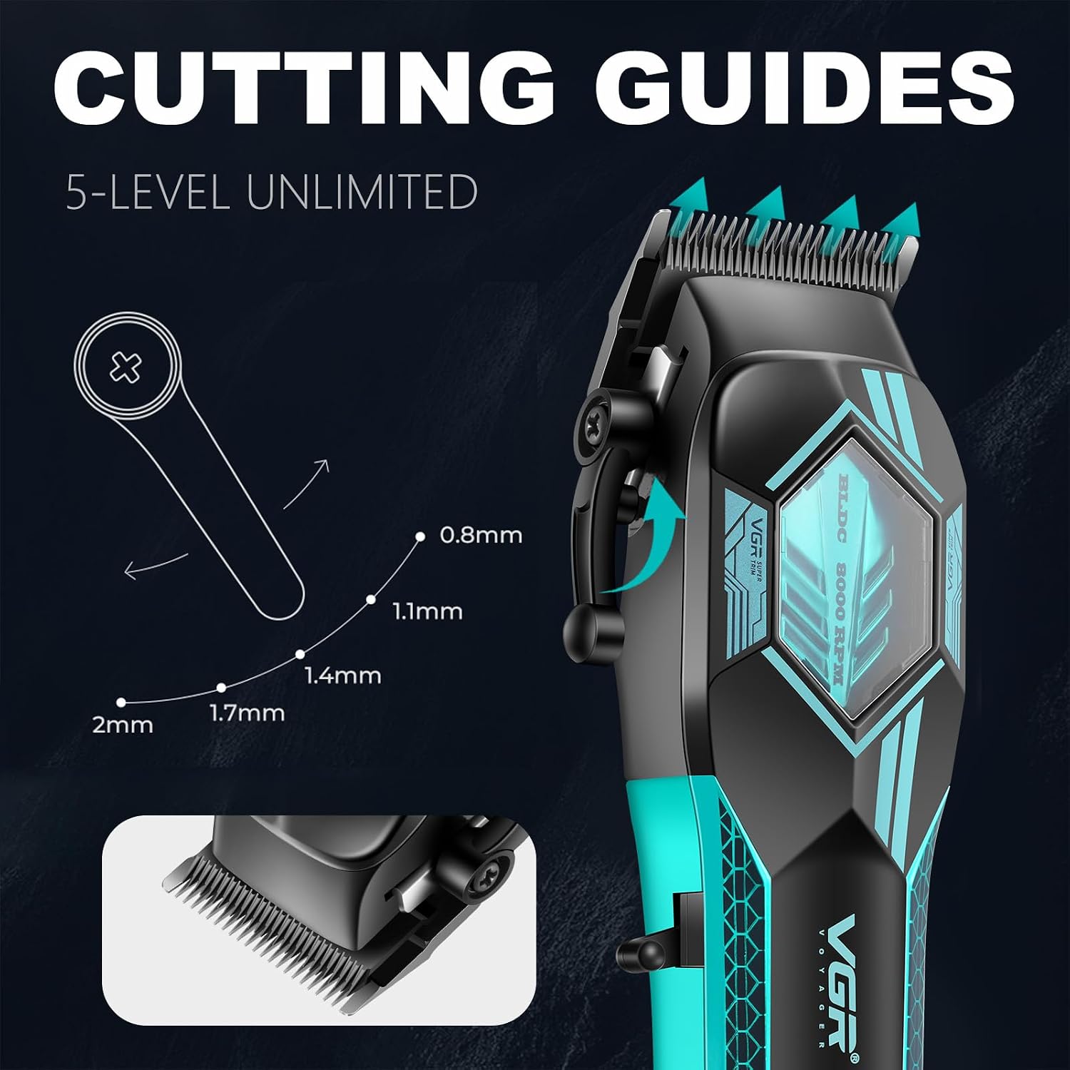 VGR V-119 Professional Hair Clipper for Salon & Men, 180 Minutes Runtime, Green/Gold