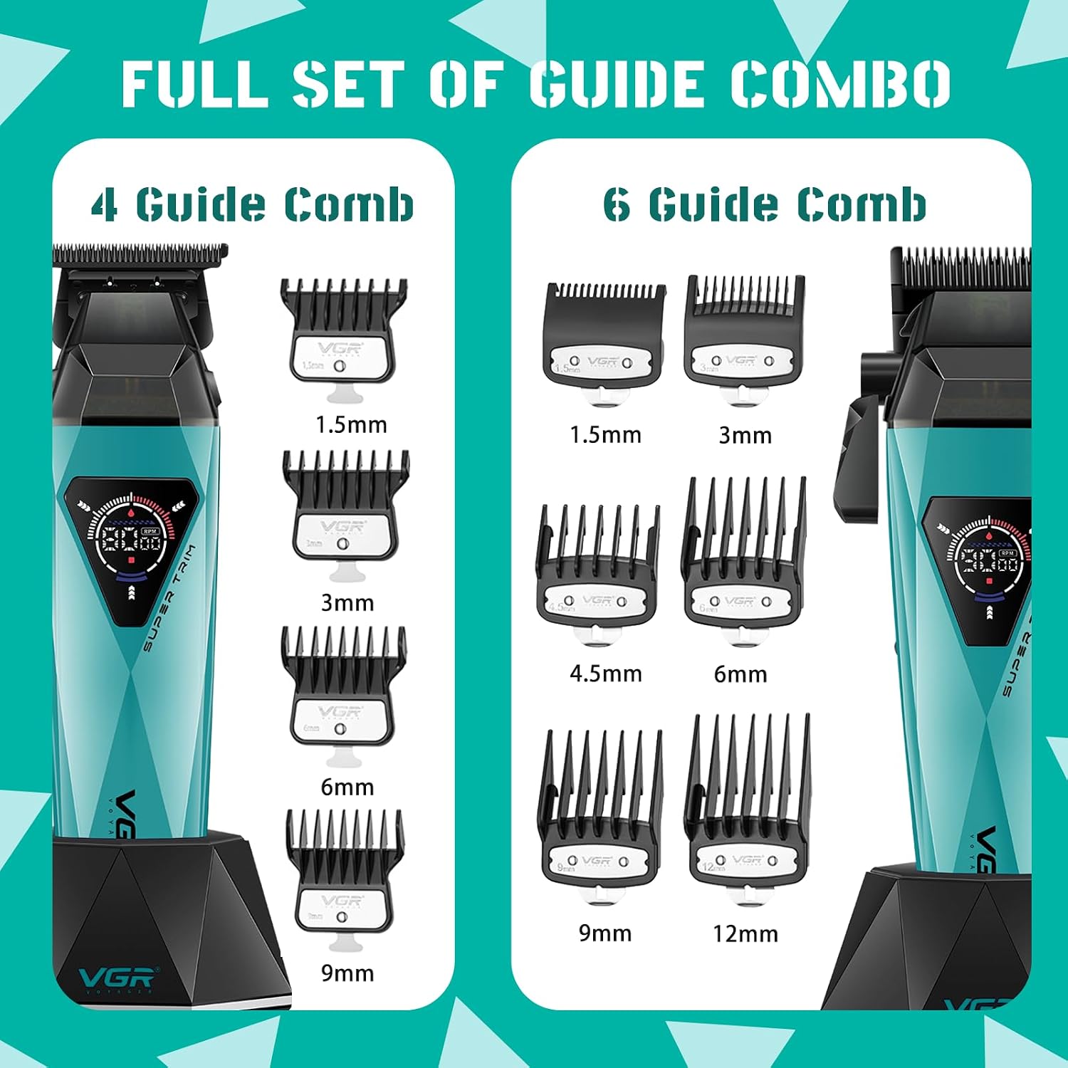 VGR 877S3 3-in-1 Professional Barber Kit with Hair Clipper, Trimmer & Foil Shaver, Blue & Black
