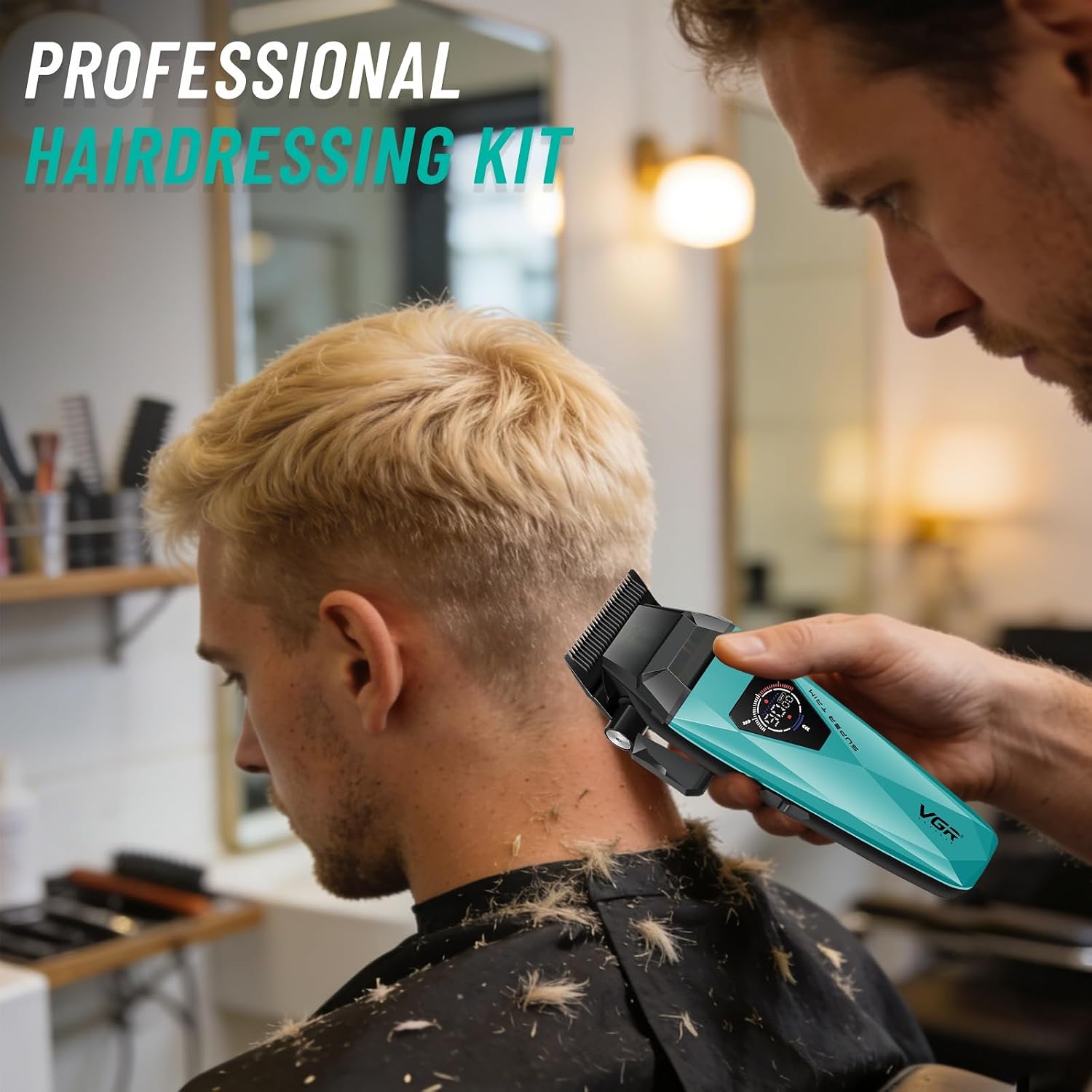 VGR 877S3 3-in-1 Professional Barber Kit with Hair Clipper, Trimmer & Foil Shaver, Blue & Black