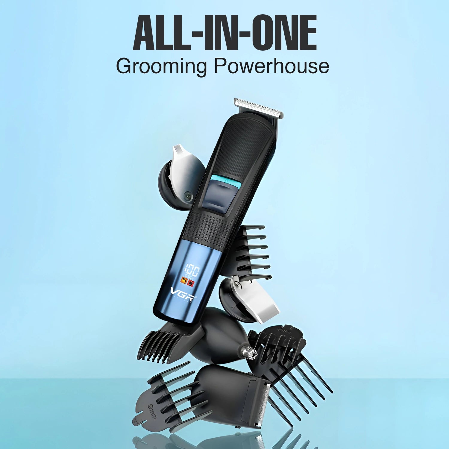 VGR V-108 Professional 10-in-1 Men’s Grooming Kit with Led Display