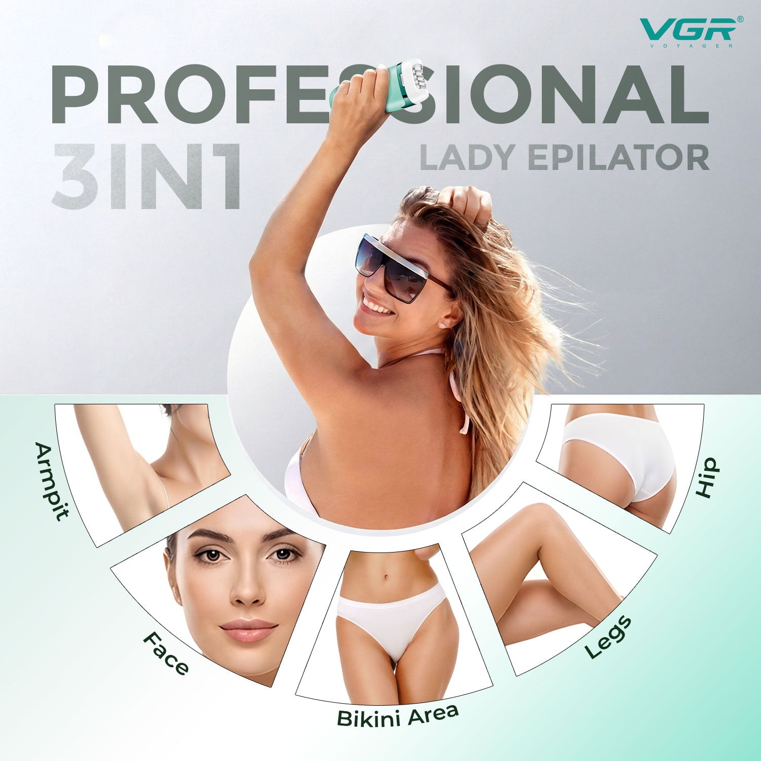 VGR V-762 Professional 3-IN-1 Lady Epilator for Women