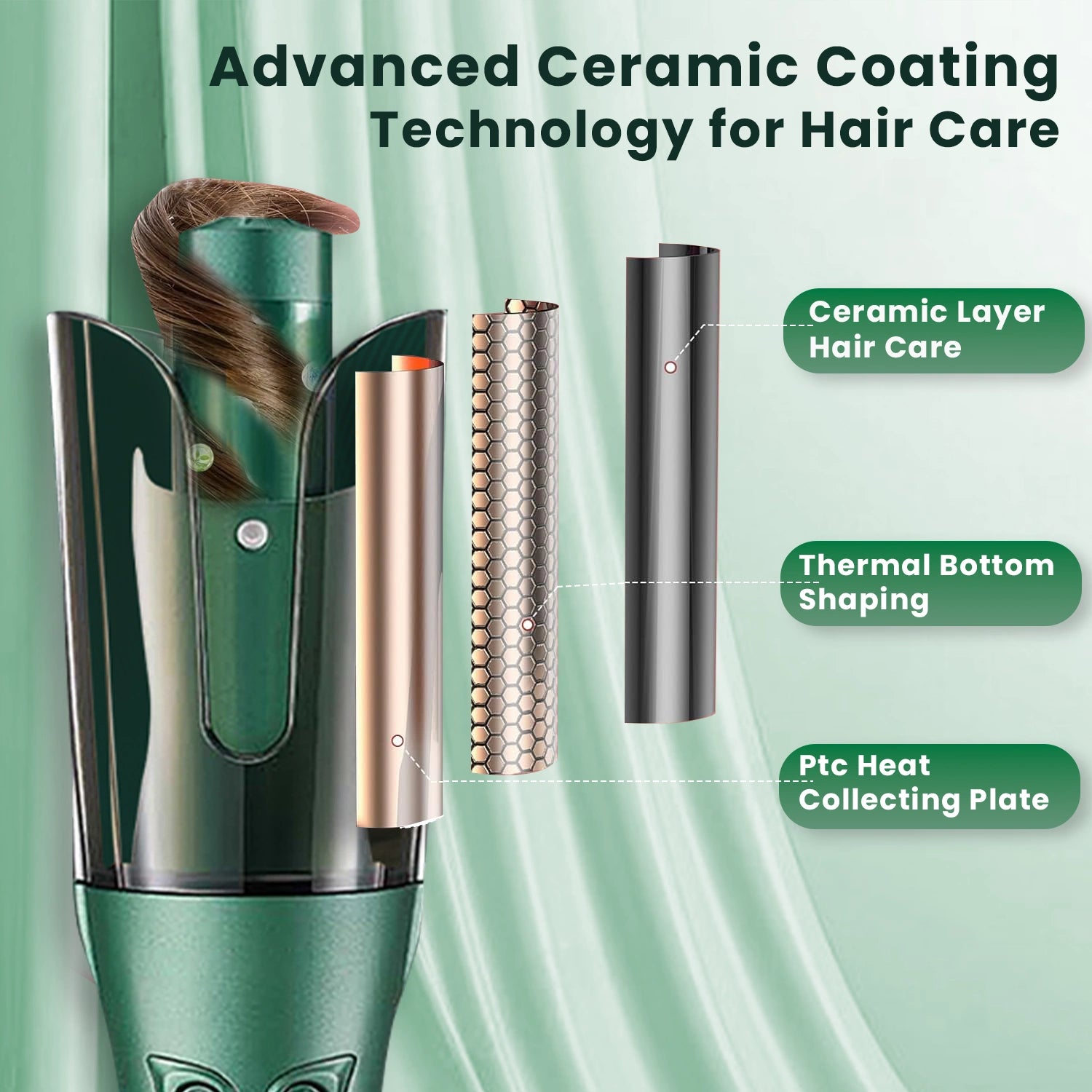 VGR V-583 Automatic Hair Curler For Women (Green)