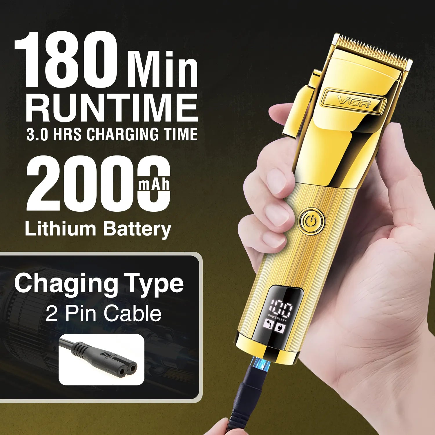 VGR V-681 Hair Clipper For Men, Gold