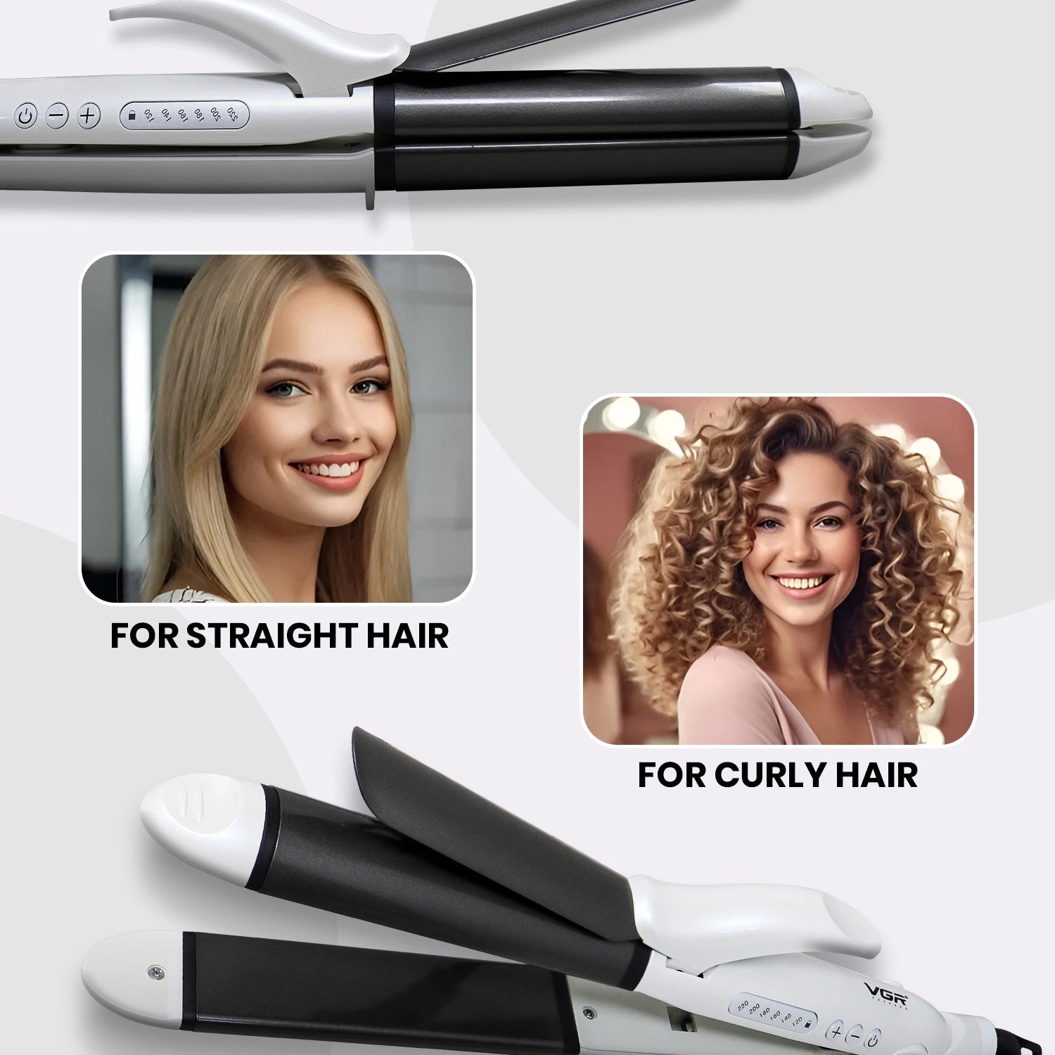 VGR V-558 2 In 1 Hair Straightener And Curler, White