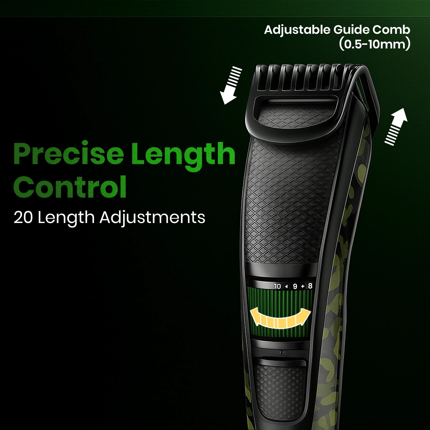 VGR V-053 Hair Trimmer For Men, Army Green