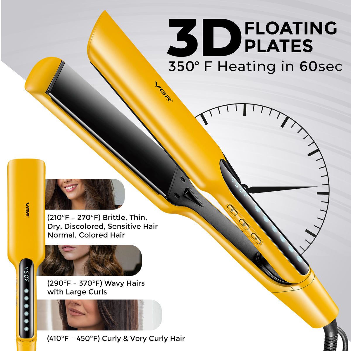 VGR V-521 Professional Hair Straightener, Yellow