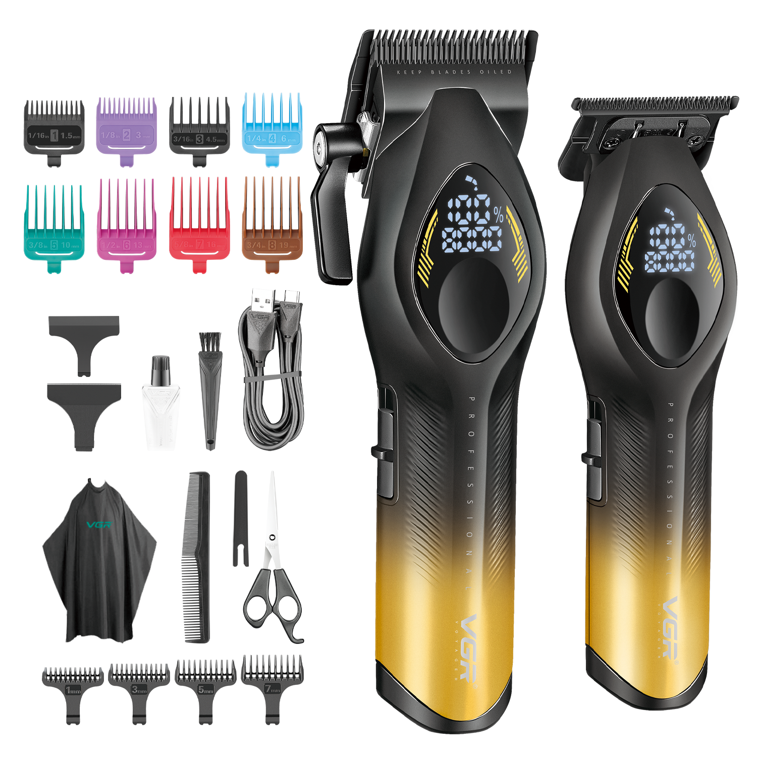 VGR V-858 S2 Professional Barber Combo Kit for Salon & Men, Gold & Black