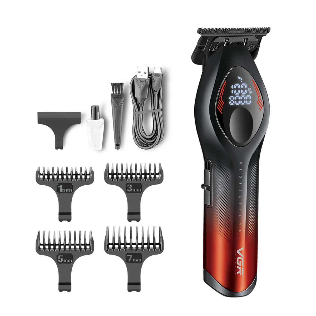 VGR V-858T Professional Hair Trimmer for Salon & Men (Red& Black)
