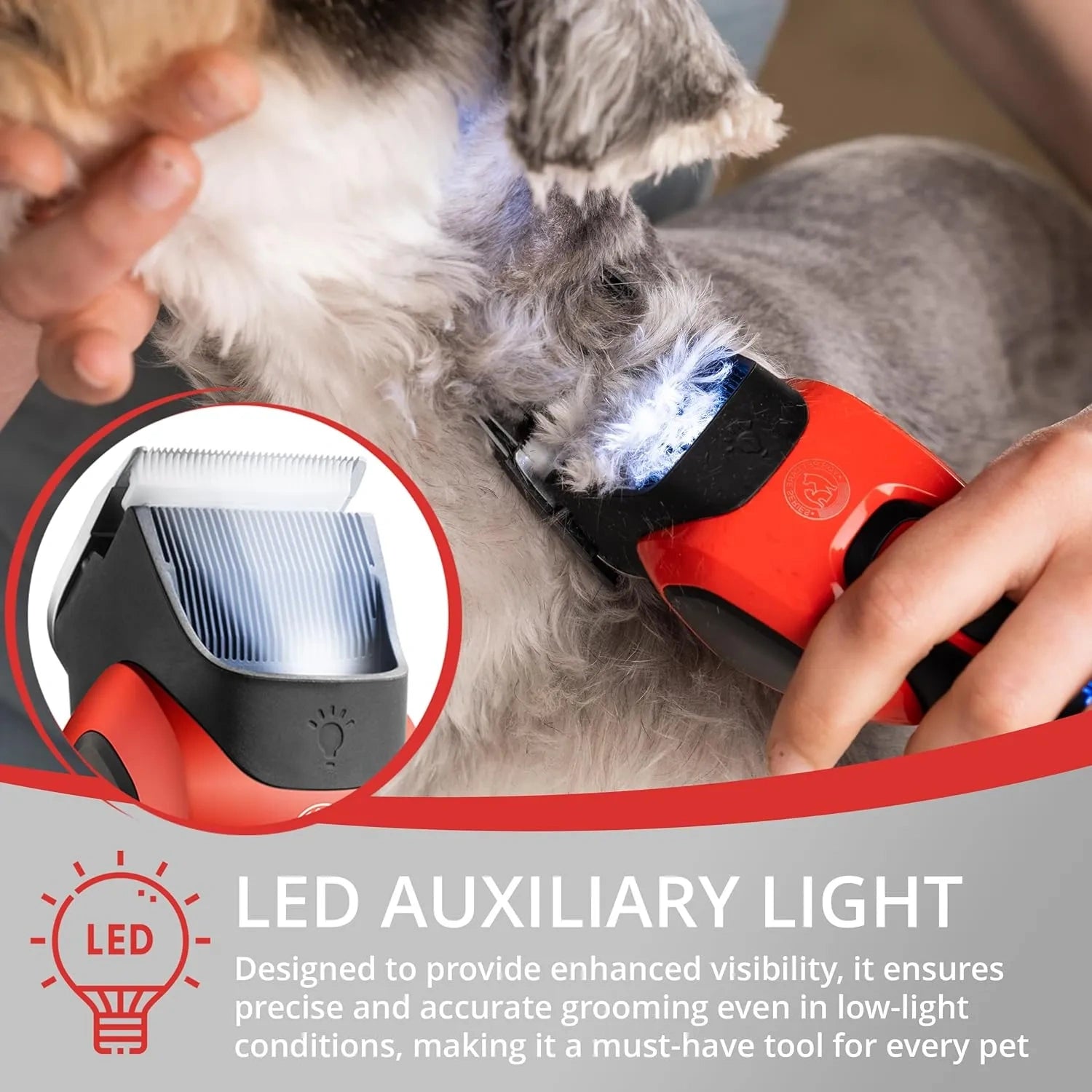 VGR V-208 Professional Pet Clipper for Dogs, Cats & All Animals, 2000mAh Battery, LED Display, Ceramic Blades, Powerful Motor, 6 Guide Combs, 180mins Runtime, Travel Lock