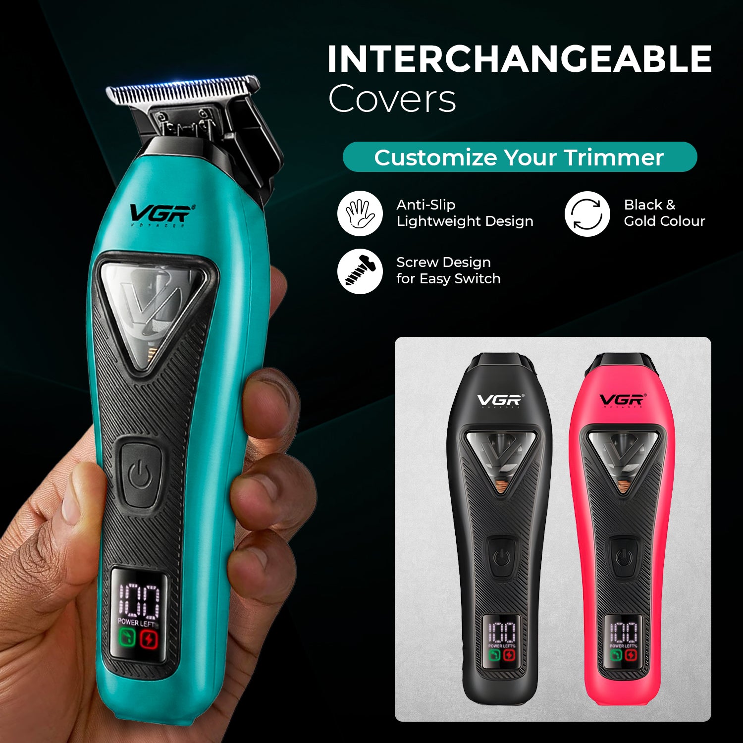 VGR V-035T Professional Hair Trimmer with 9000 RPM Vector Motor