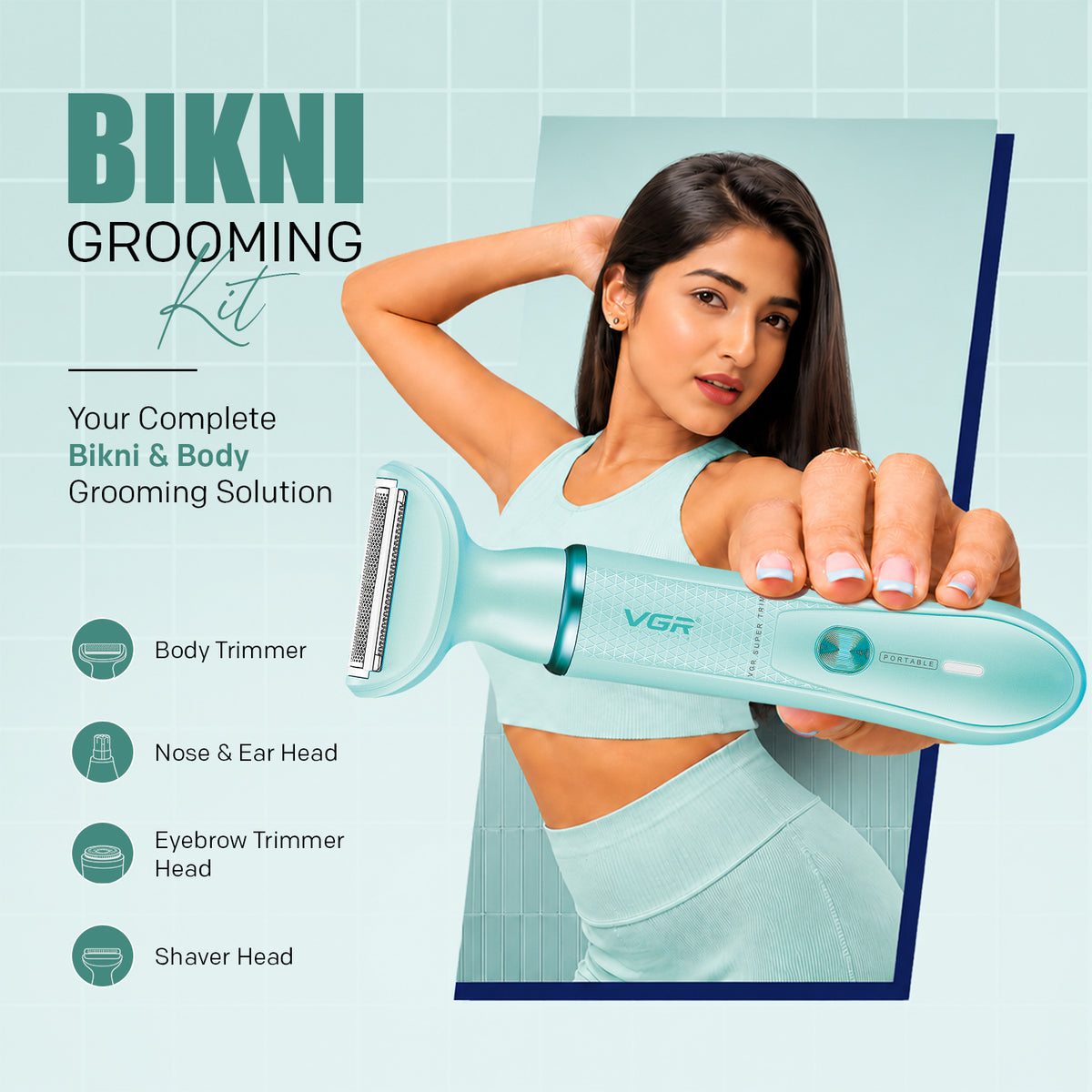 VGR V-761 Female 4-in-1 Bikini Grooming Kit, Blue