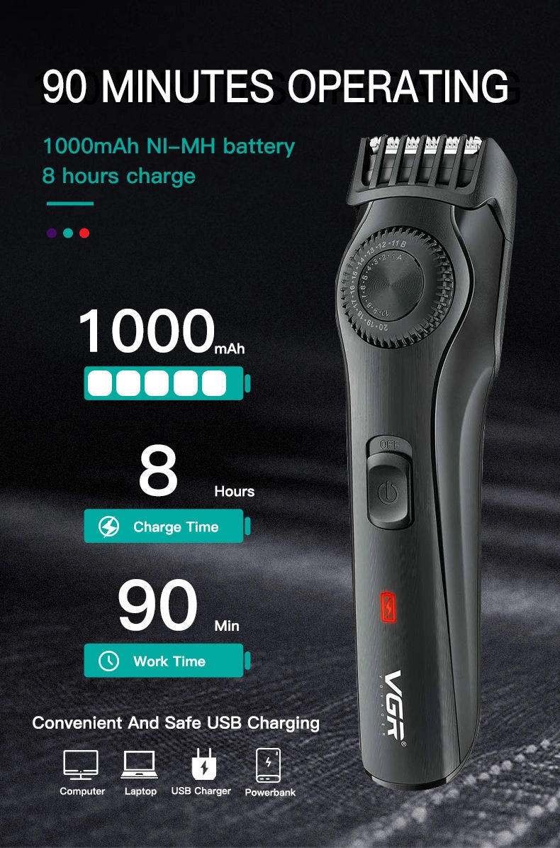 VGR V-028B Hair Trimmer For Men, Black