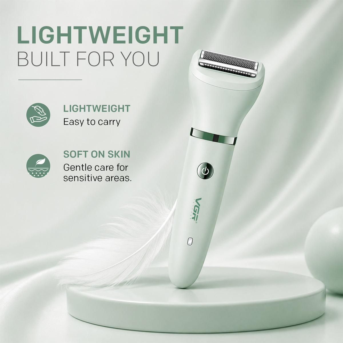 VGR V-735 Professional 3-in-1 Lady Shaver Set | Waterproof Cordless Trimmer for Women (Green/Pink)