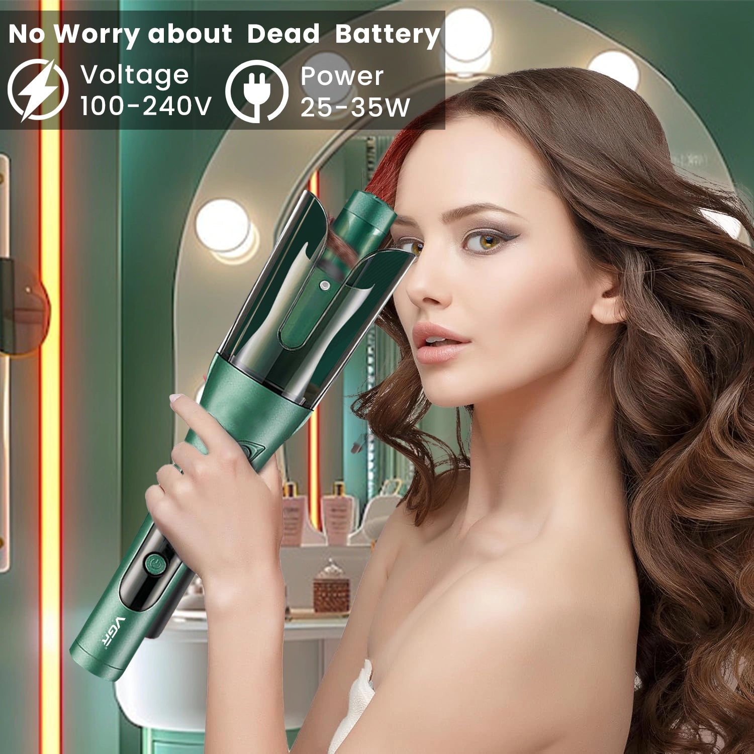 VGR V-583 Automatic Hair Curler For Women (Green)