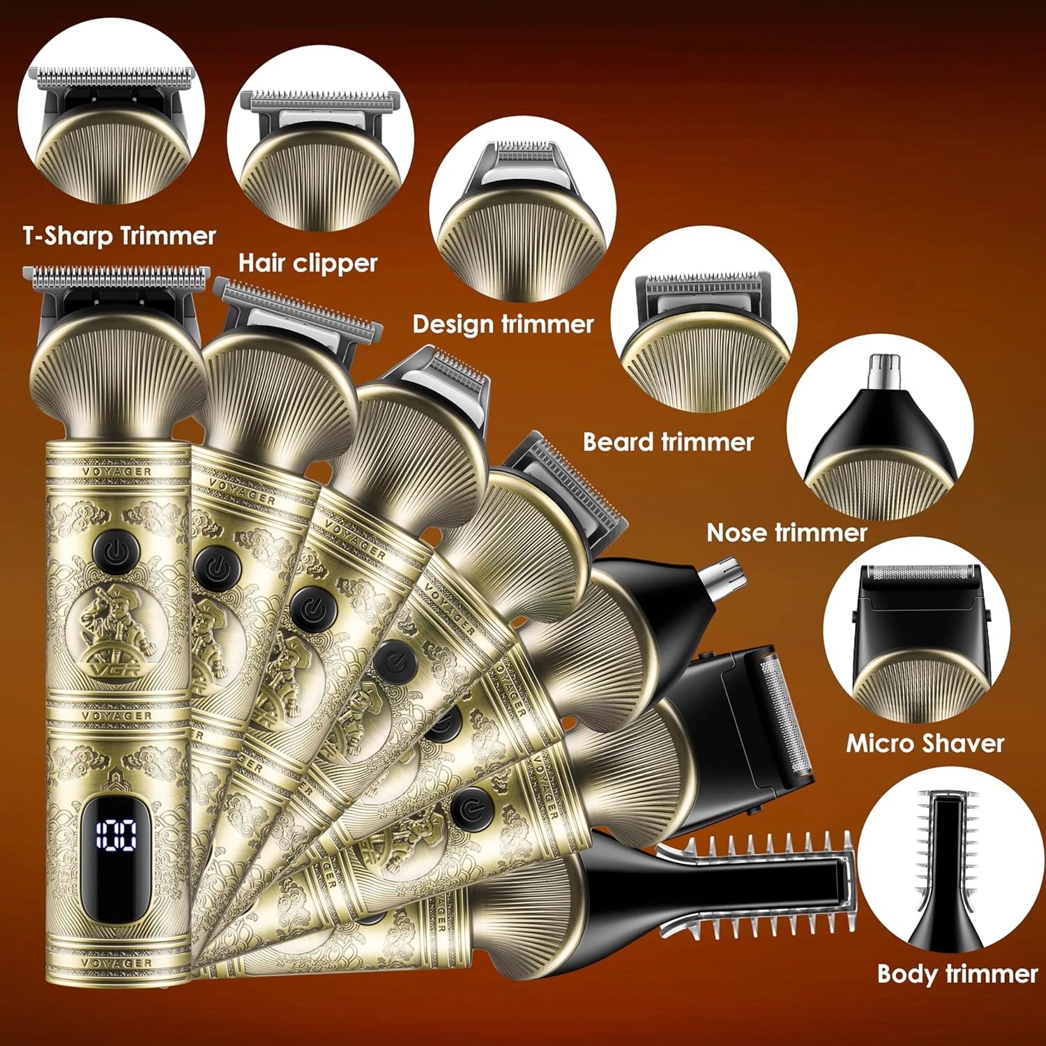 VGR V-106 Men's Grooming Kit, Gold