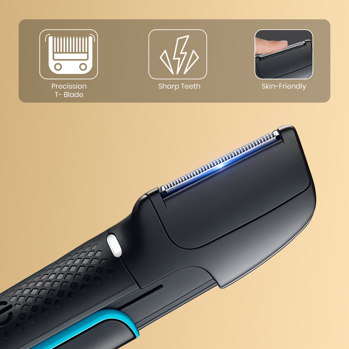 VGR V-602 Body Hair Trimmer for Men, IPX6 Waterproof, 120 Min Runtime, Black