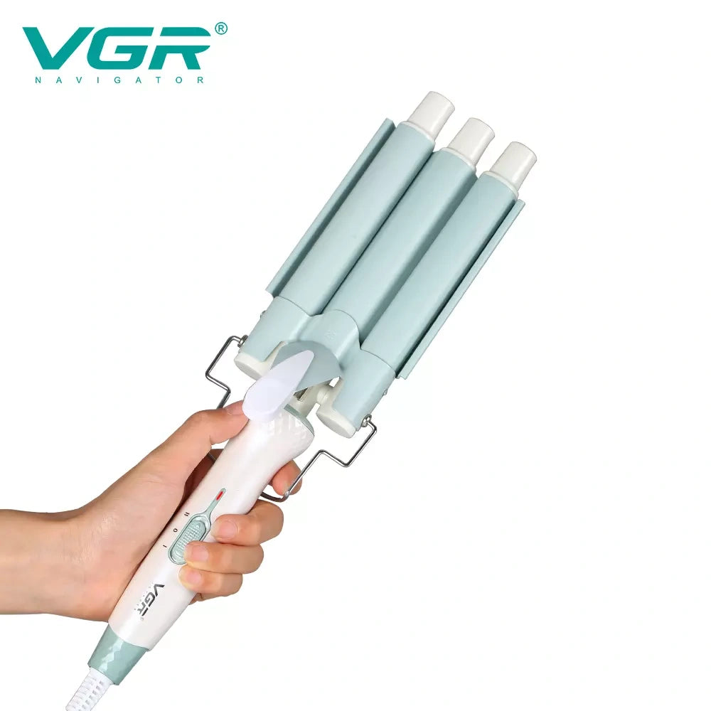 VGR V-595 3 Barrel Hair Curler For Women, Green