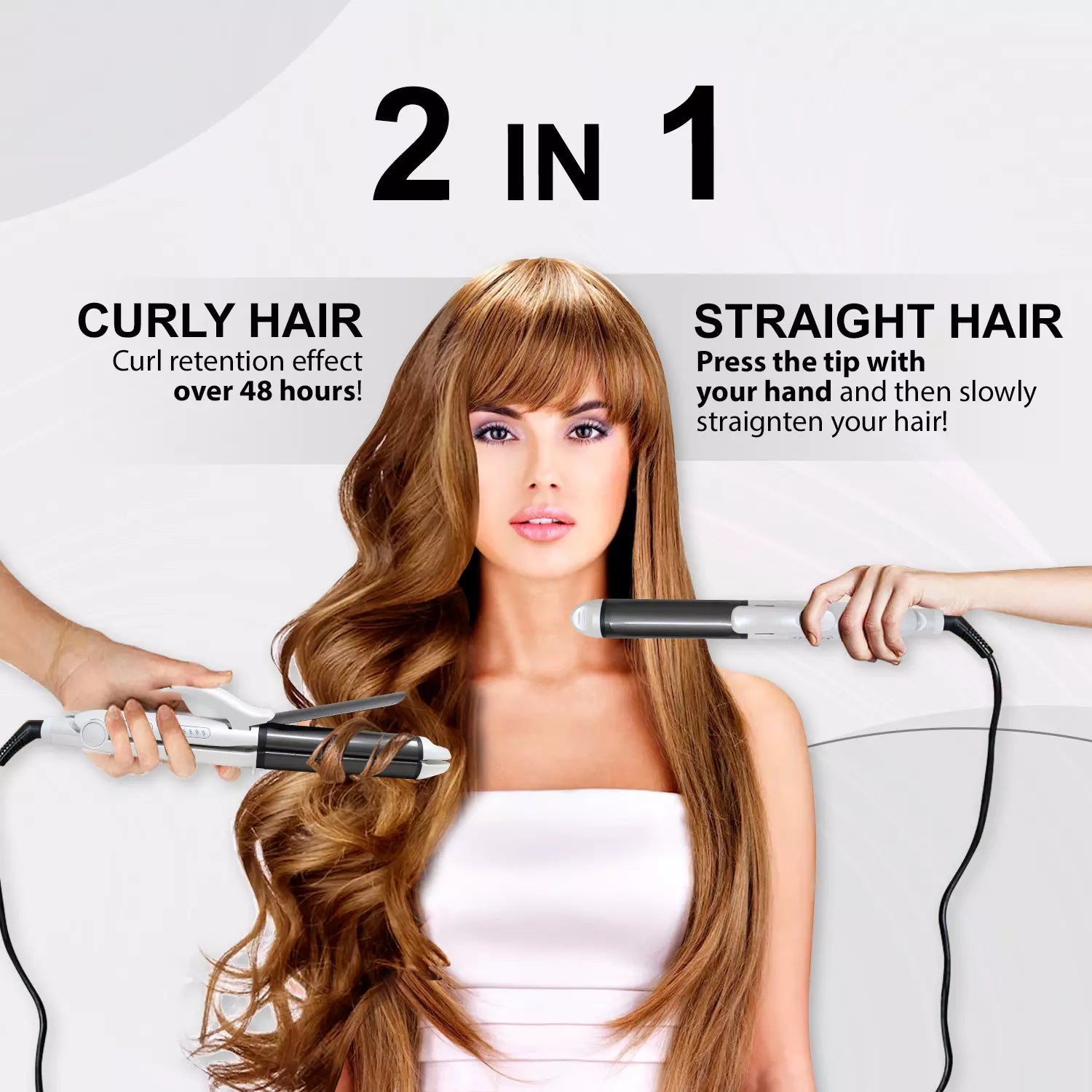 VGR V-558 2 In 1 Hair Straightener And Curler, White