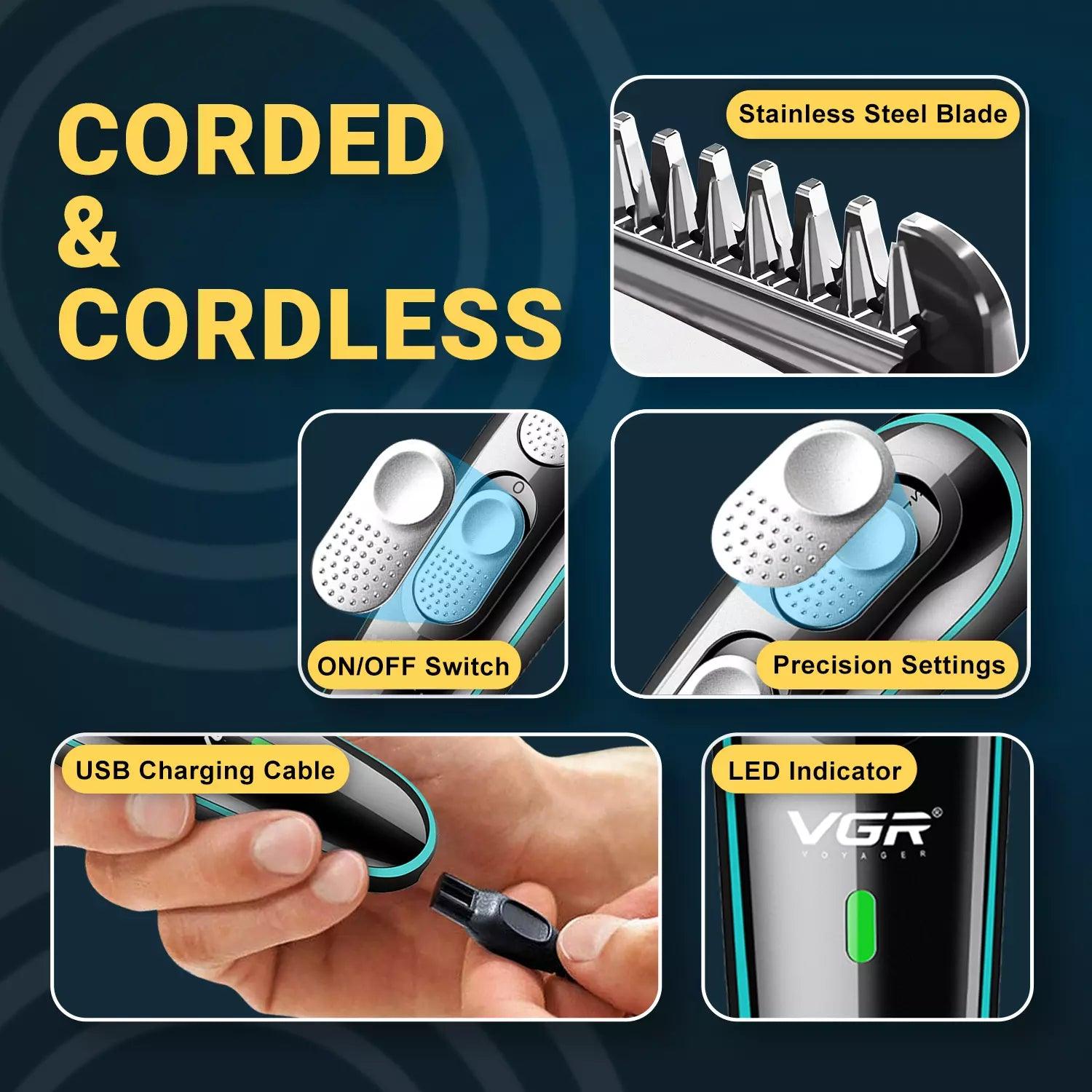 VGR V-055 Hair Trimmer For Men, Black