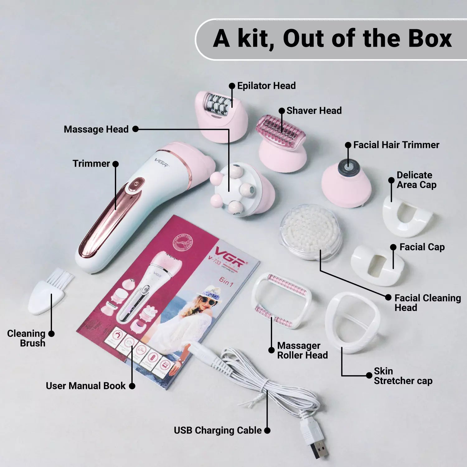 VGR V-733 Professional 6 In 1 Lady Care Set