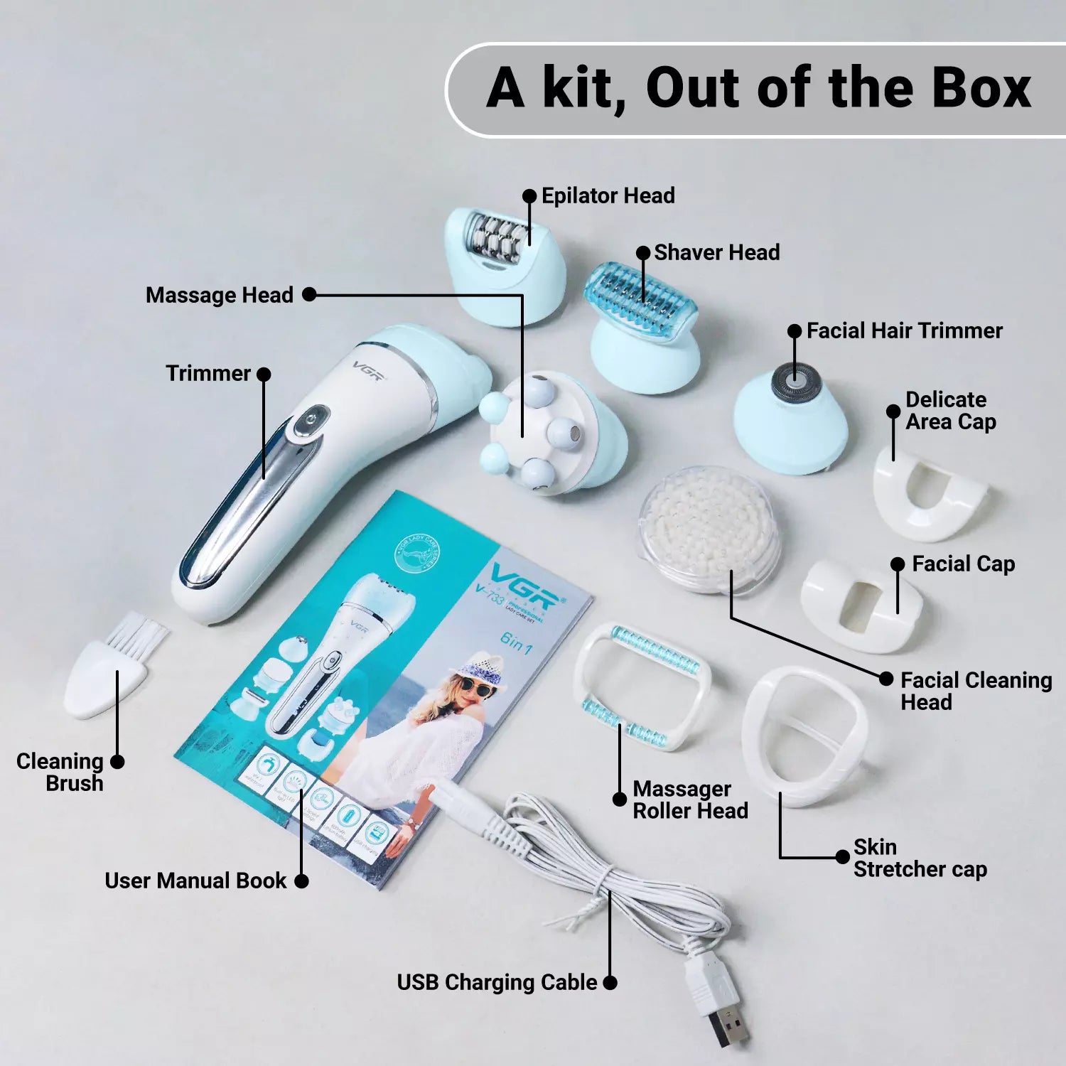 VGR V-733 Professional 6 In 1 Lady Care Set
