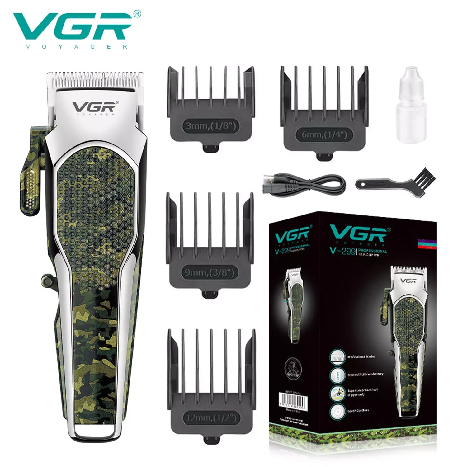 VGR V-299 Hair Clipper For Men, Army Green