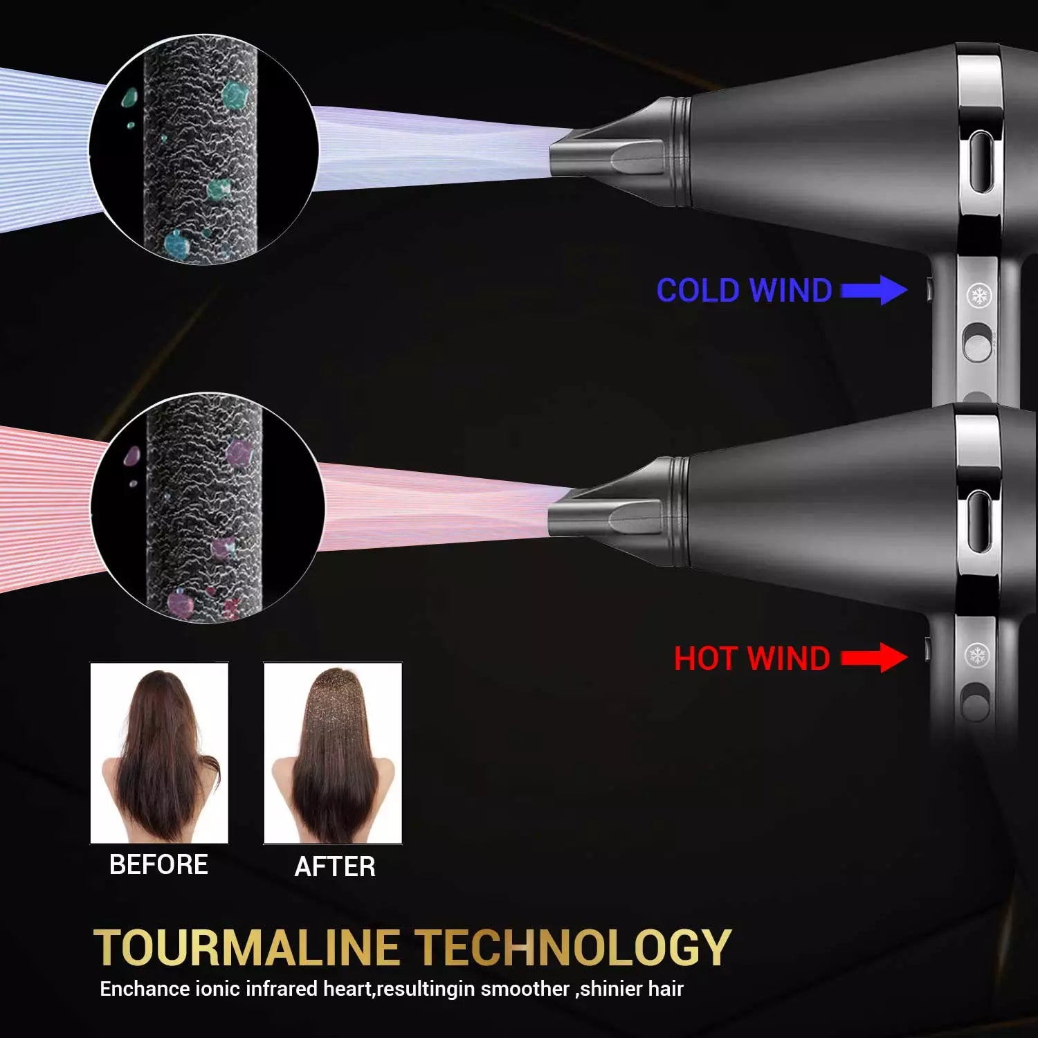 VGR V-451 Hair Dryer For Unisex, Black