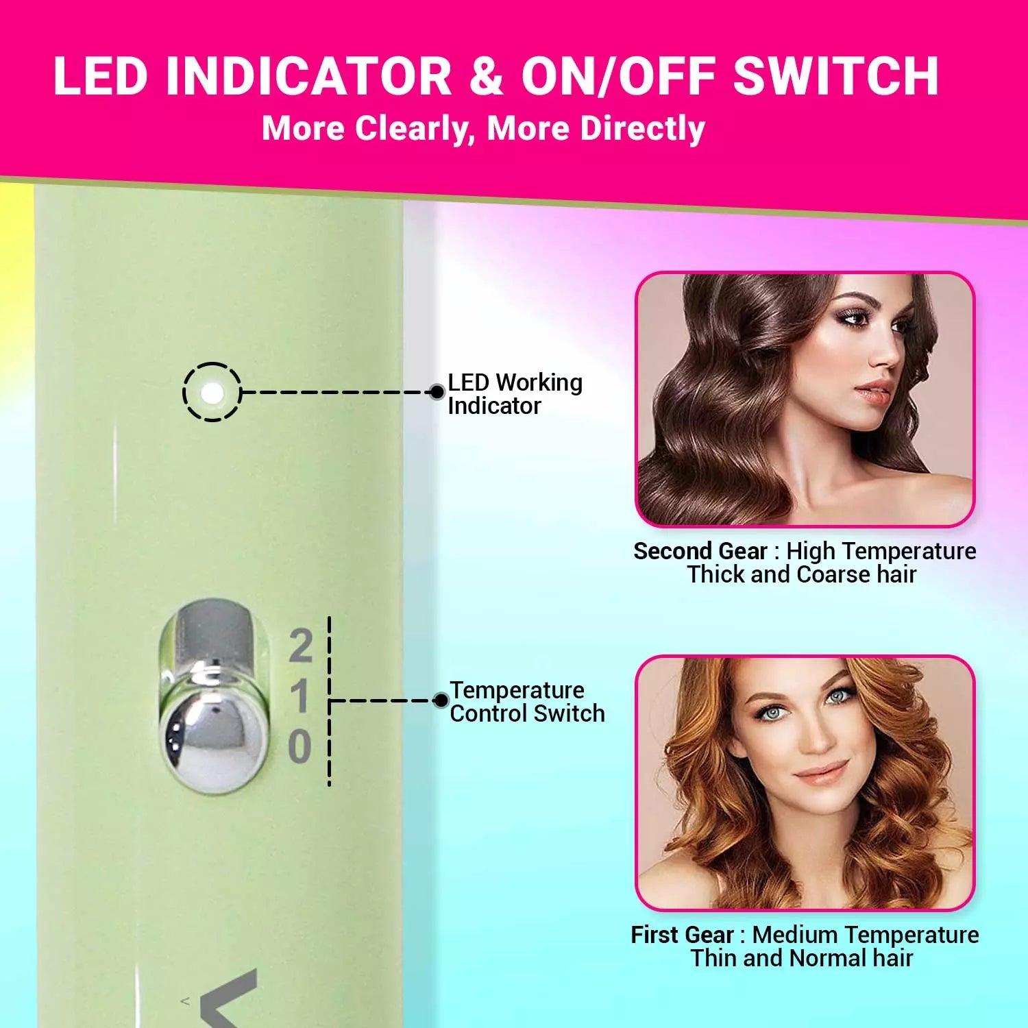 VGR V-565 Hair Curler Iron For Women, Pink