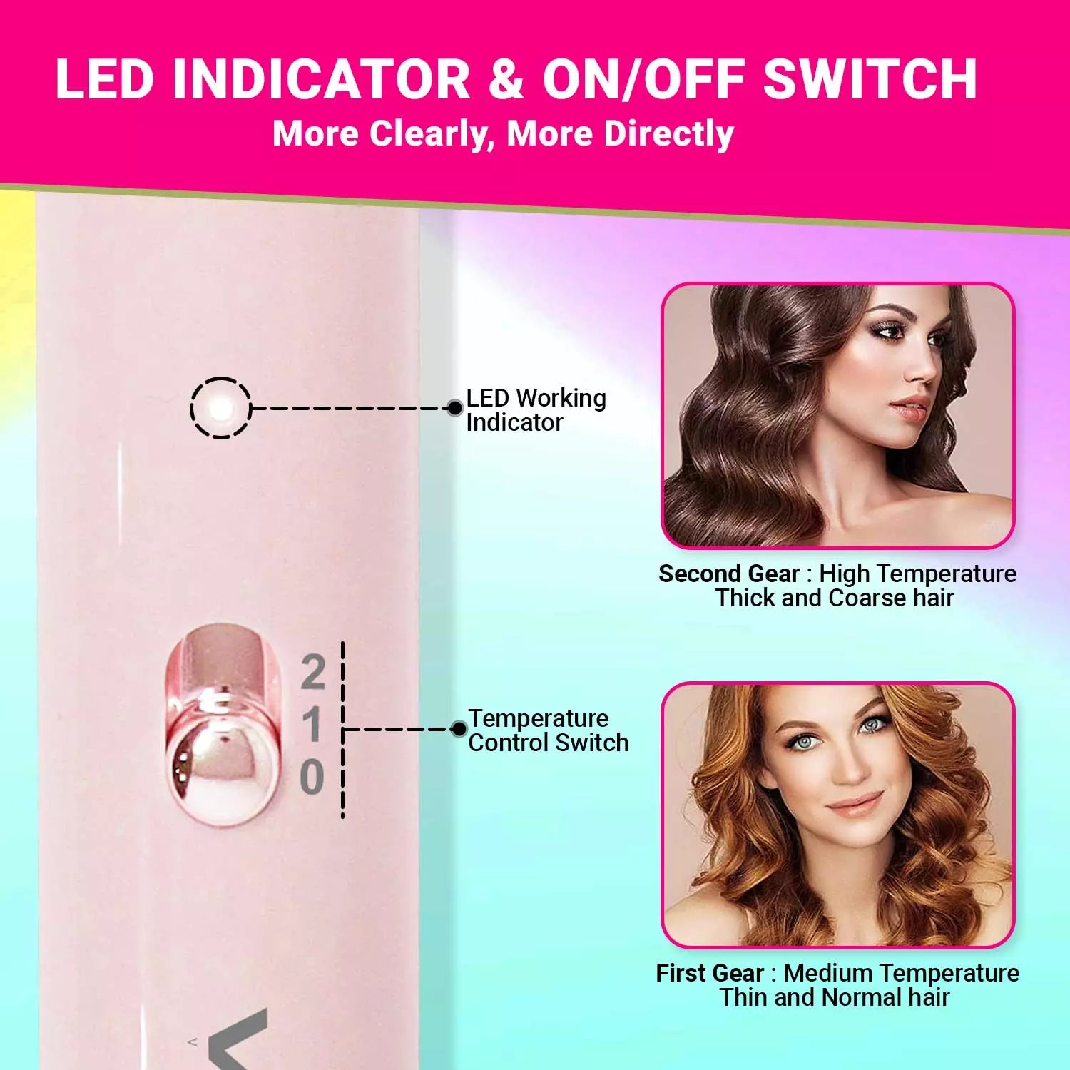 VGR V-565 Hair Curler Iron For Women, Pink