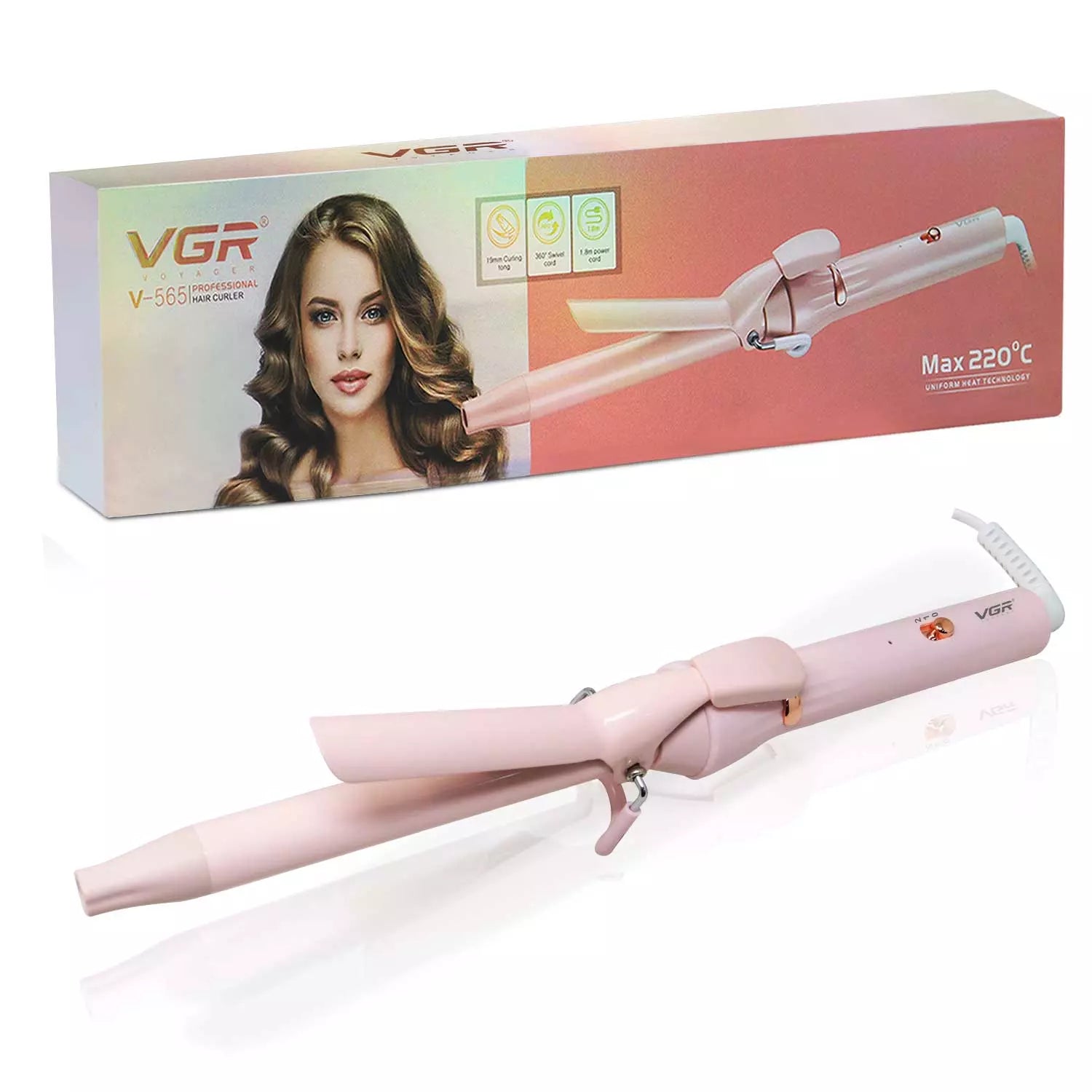 VGR V-565 Hair Curler Iron For Women, Pink