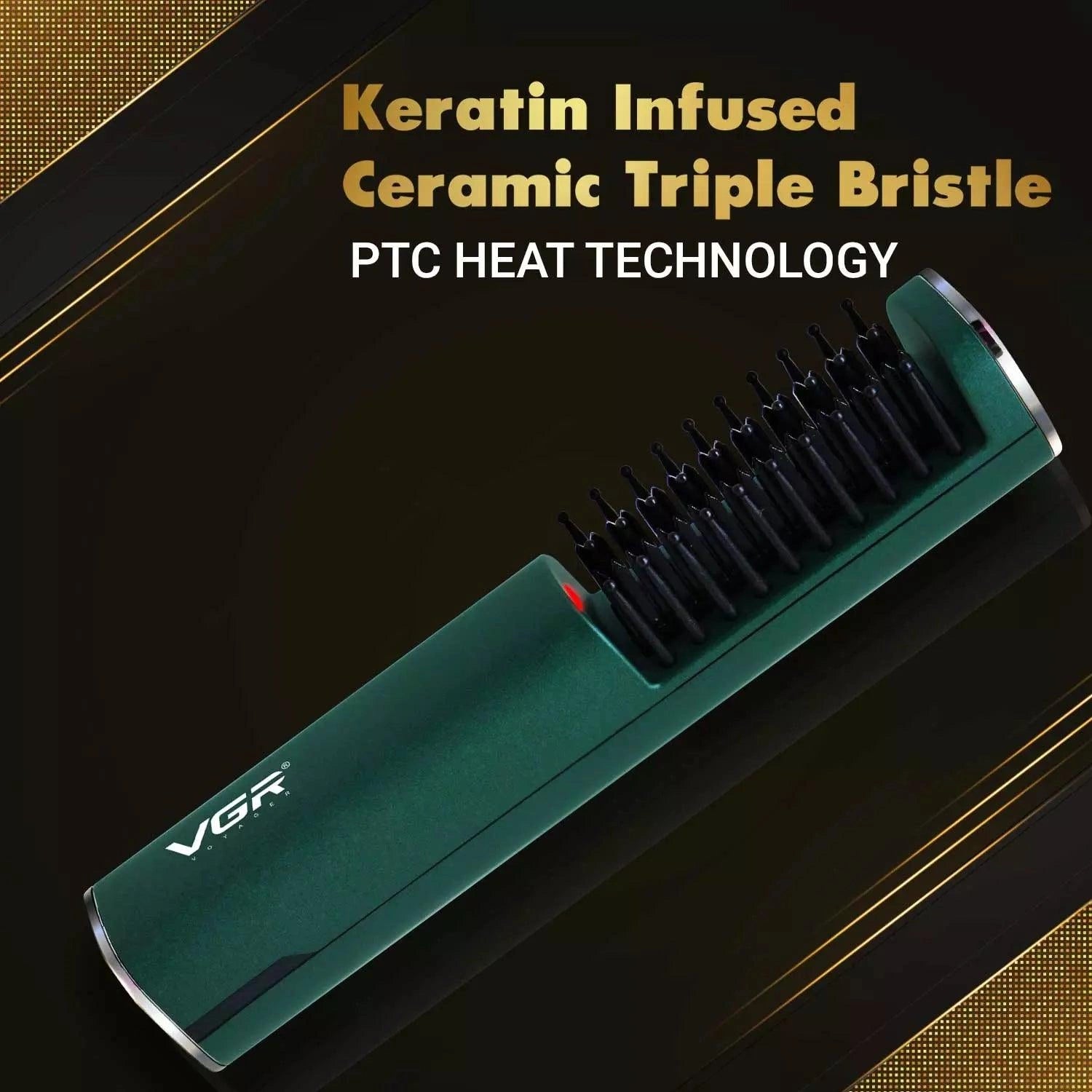 VGR V-587 Electric Hair Straightener Comb For Unisex, Green