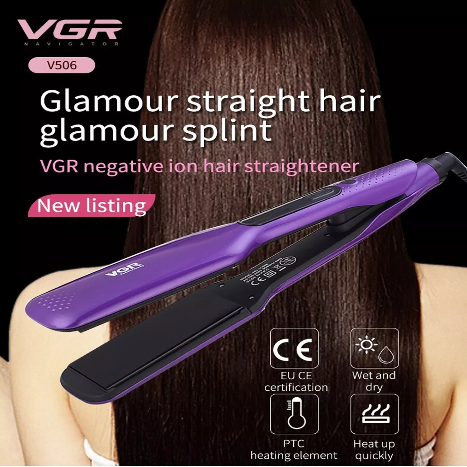 VGR V-506 Hair Straightener 130°C to 210°C Heat Producer For Women
