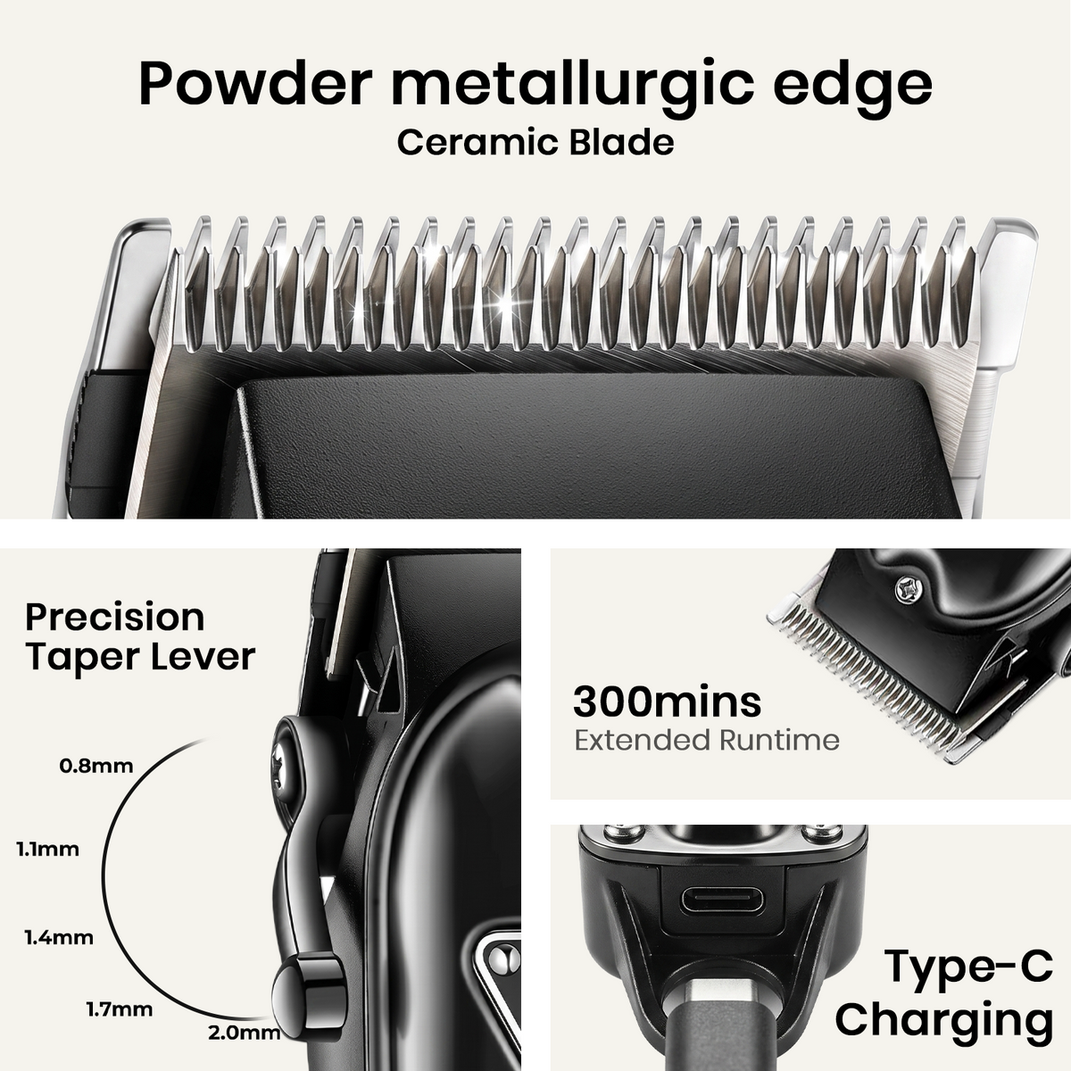 VGR V-051 Professional Hair Clipper For Men with 300 Min Runtime, Black