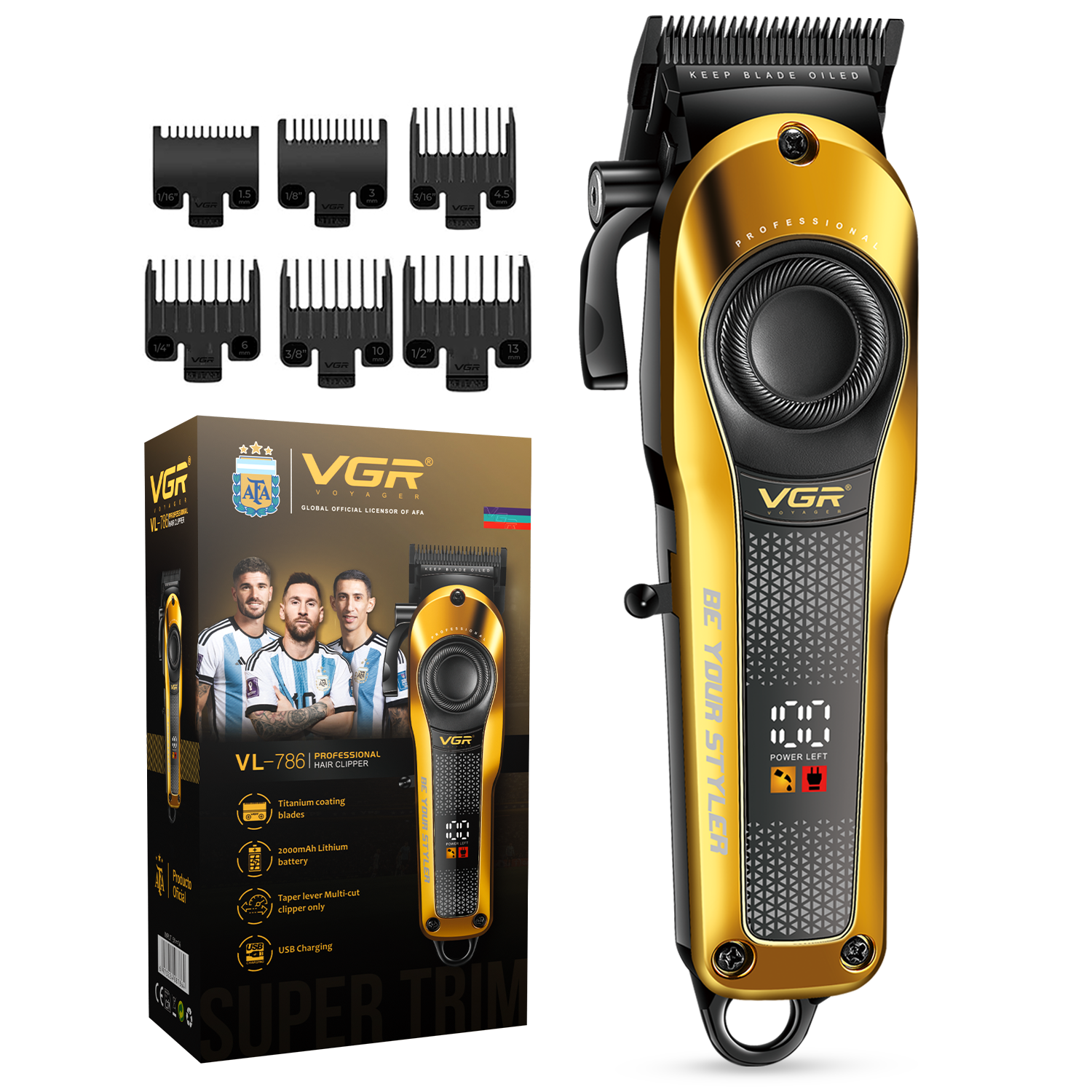 VL-786 Gold Hair Clipper for Men - Professional Limited Edition