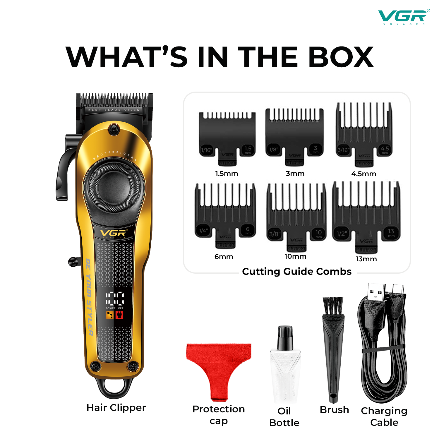 VL-786 Gold Hair Clipper for Men - Professional Limited Edition