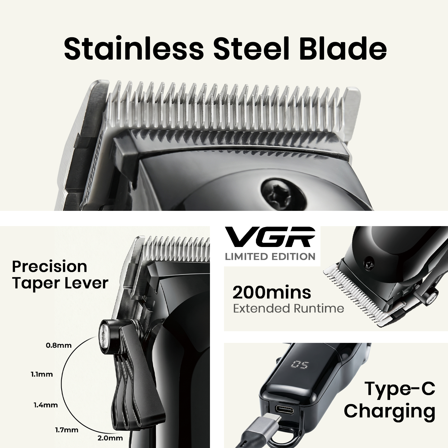 VGR VL-118 Limited Edition Hair Clipper For Men, Black