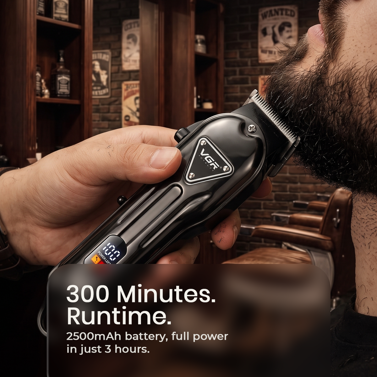 VGR V-051 Professional Hair Clipper For Men with 300 Min Runtime, Black
