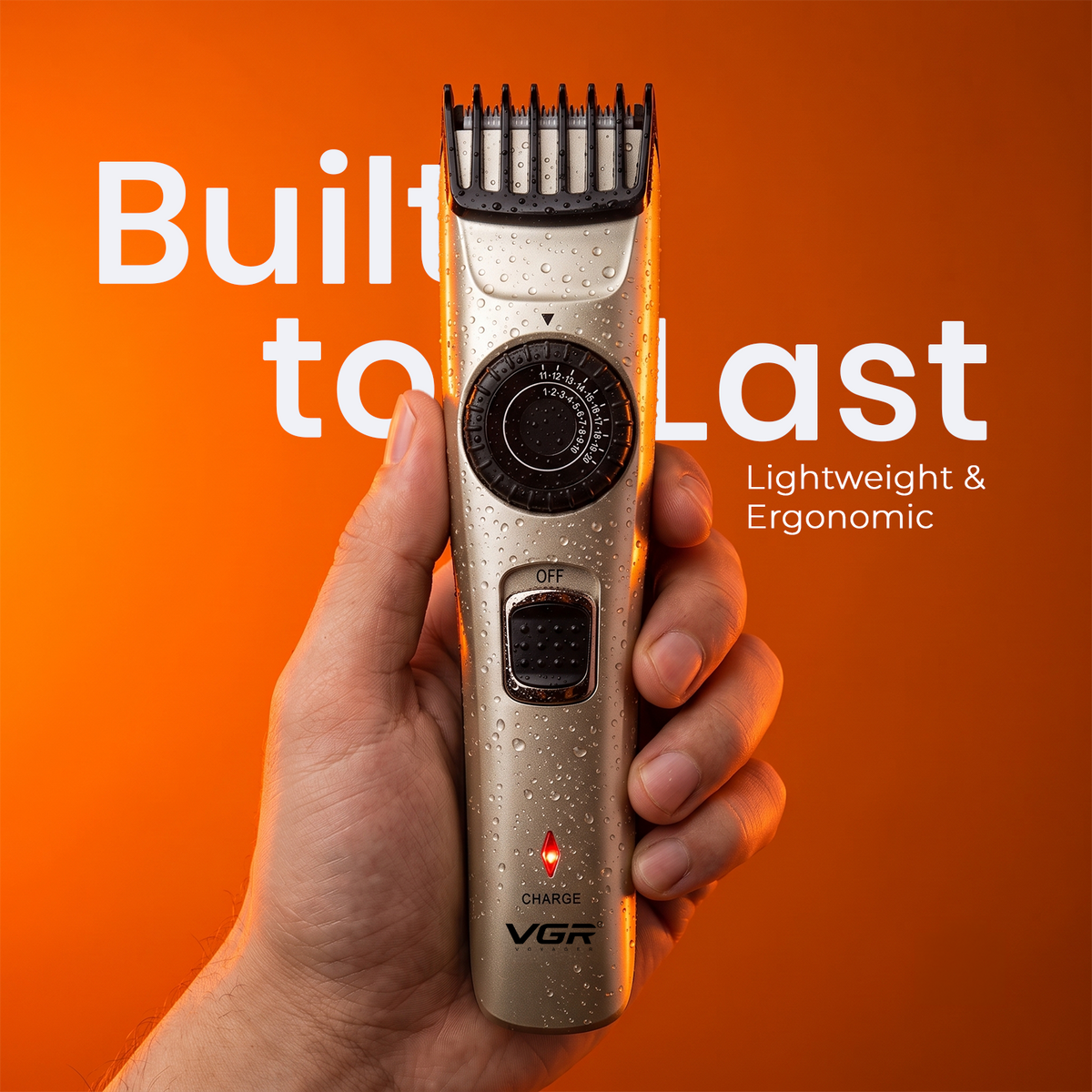 VGR V-031 Professional Hair Trimmer, 39 Length Settings, 90 Min Runtime, Silver