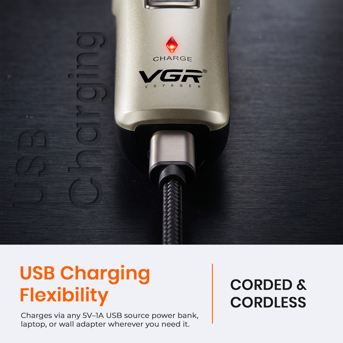 VGR V-031 Professional Hair Trimmer, 39 Length Settings, 90 Min Runtime, Silver