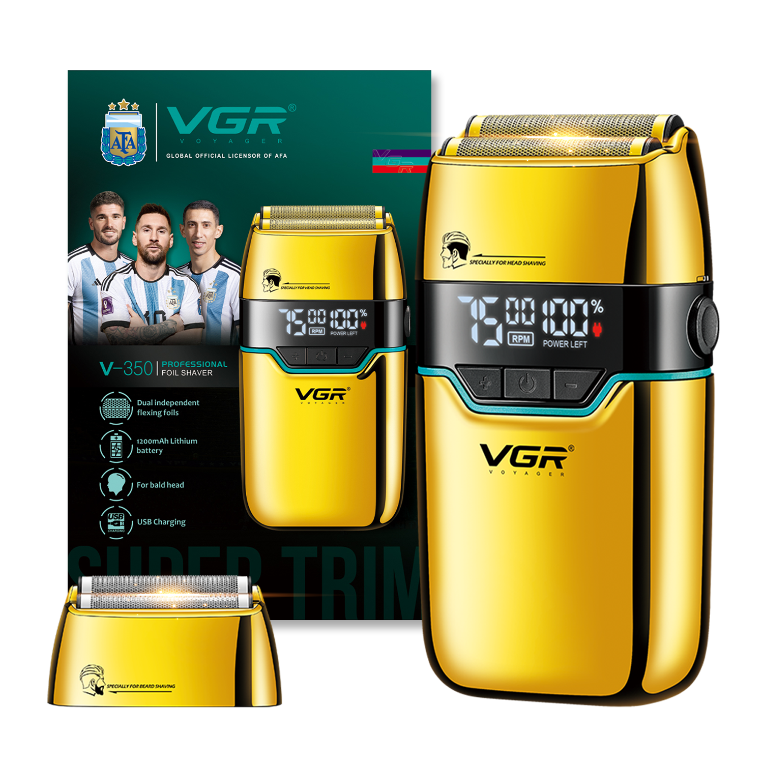 VGR V-350 Professional Foil Shaver With Ultimate Precision for Bald Head & Beard Shaving for Men - vgrofficial.in