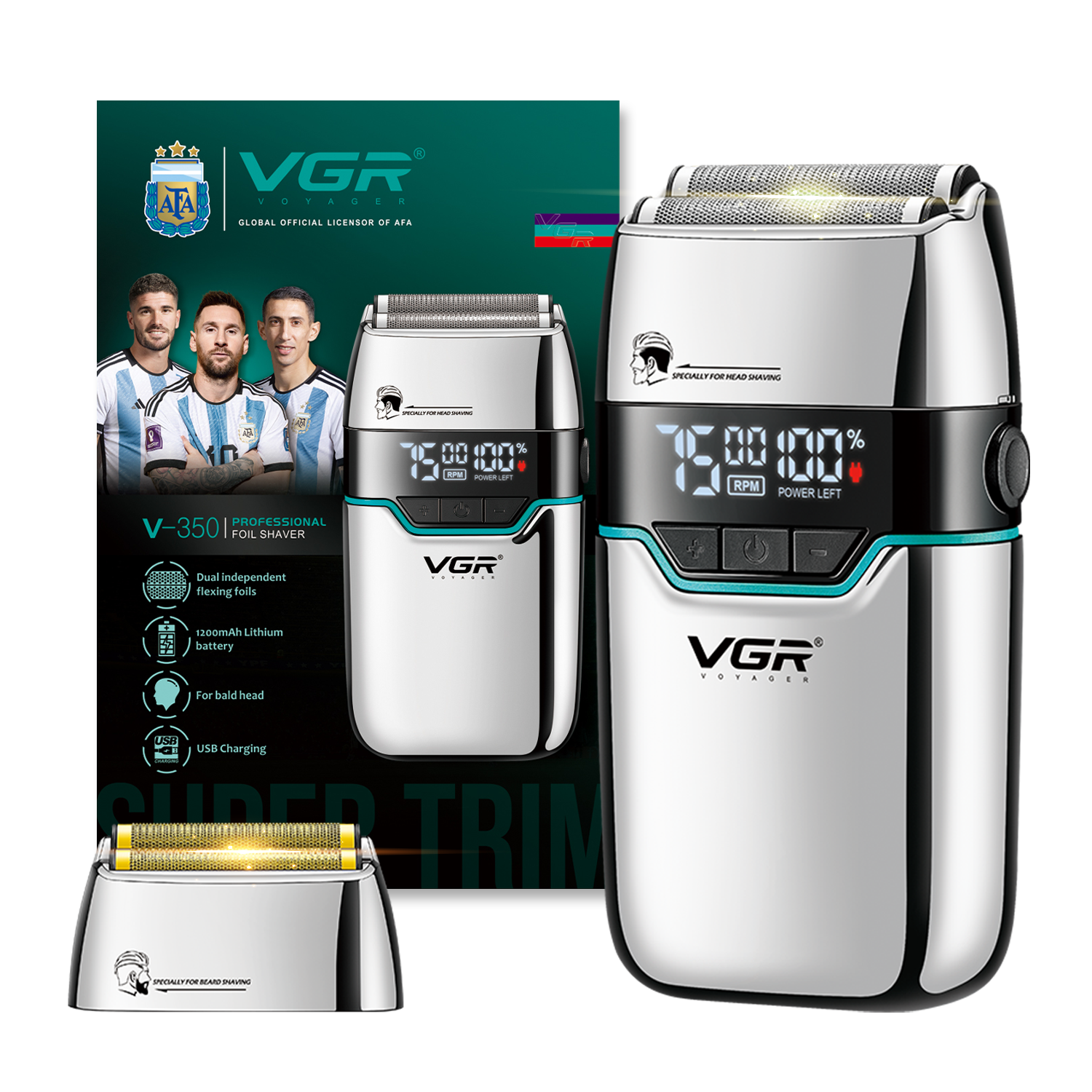 VGR V-350 Professional Foil Shaver With Ultimate Precision for Bald Head & Beard Shaving for Men - vgrofficial.in