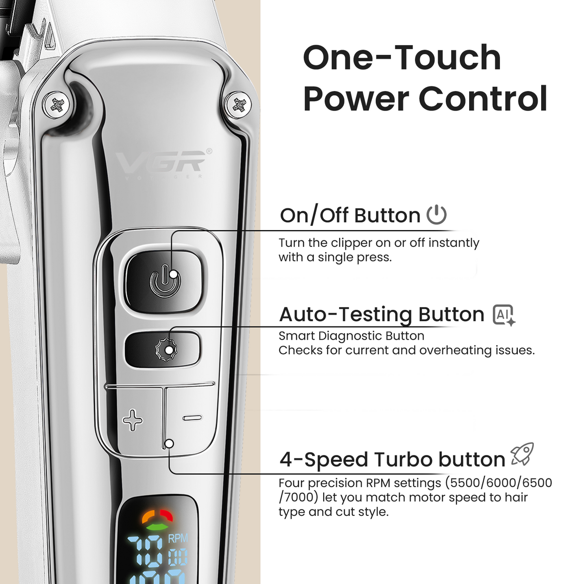 VGR V-006 Professional Hair Clipper For Men, Gold (Copy)