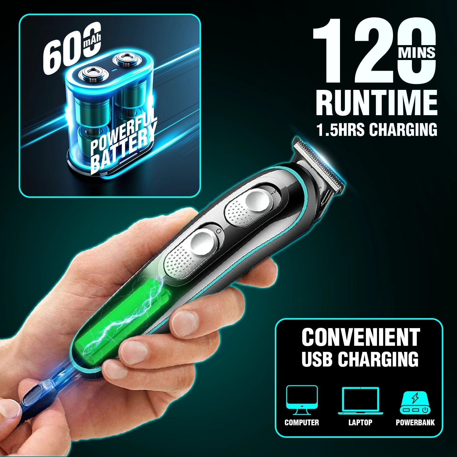 VGR V-055 Hair Trimmer For Men, Black