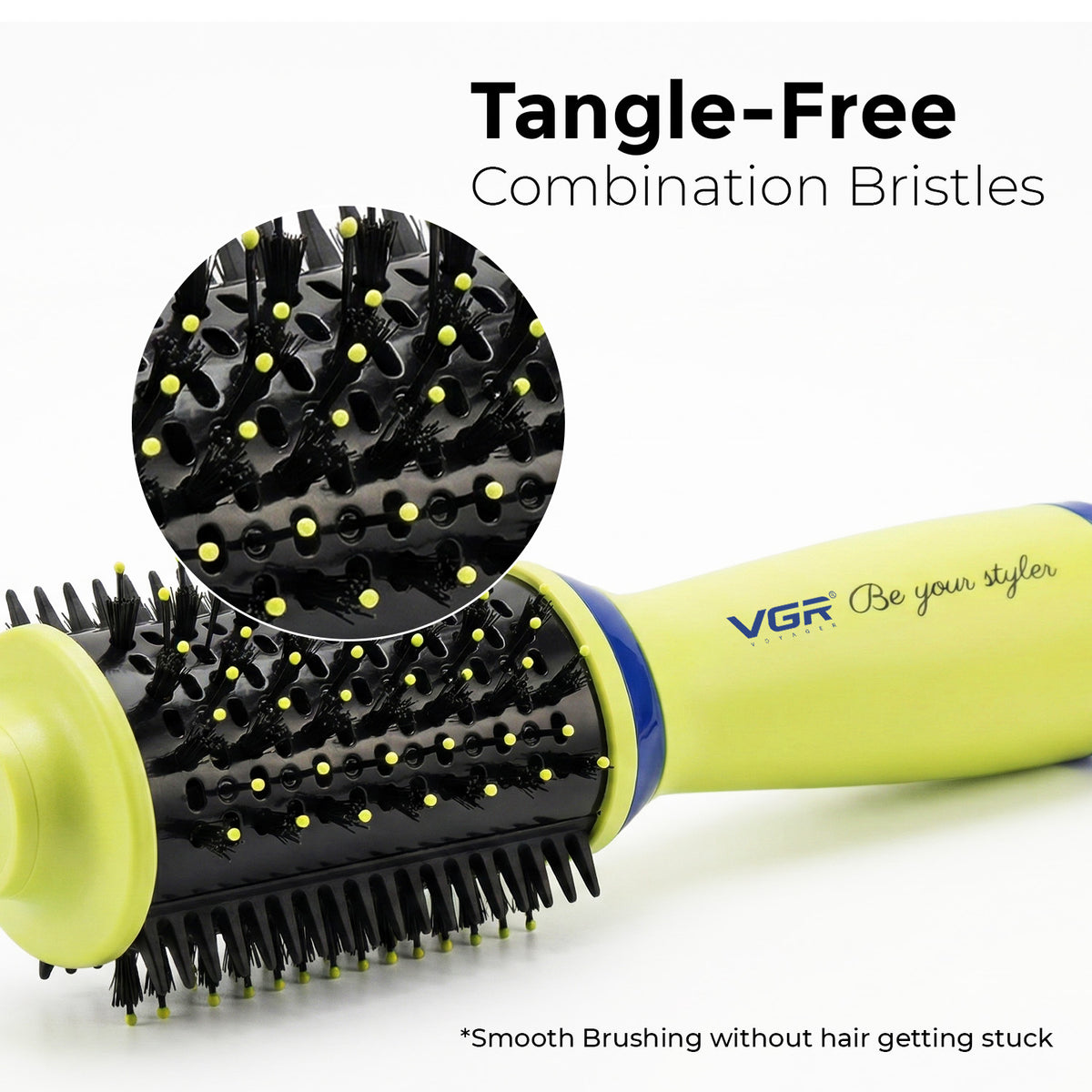 VGR V-415 Professional Hot Air Brush For Women, 3 Heat Settings, 360° Swivel Cord, Green
